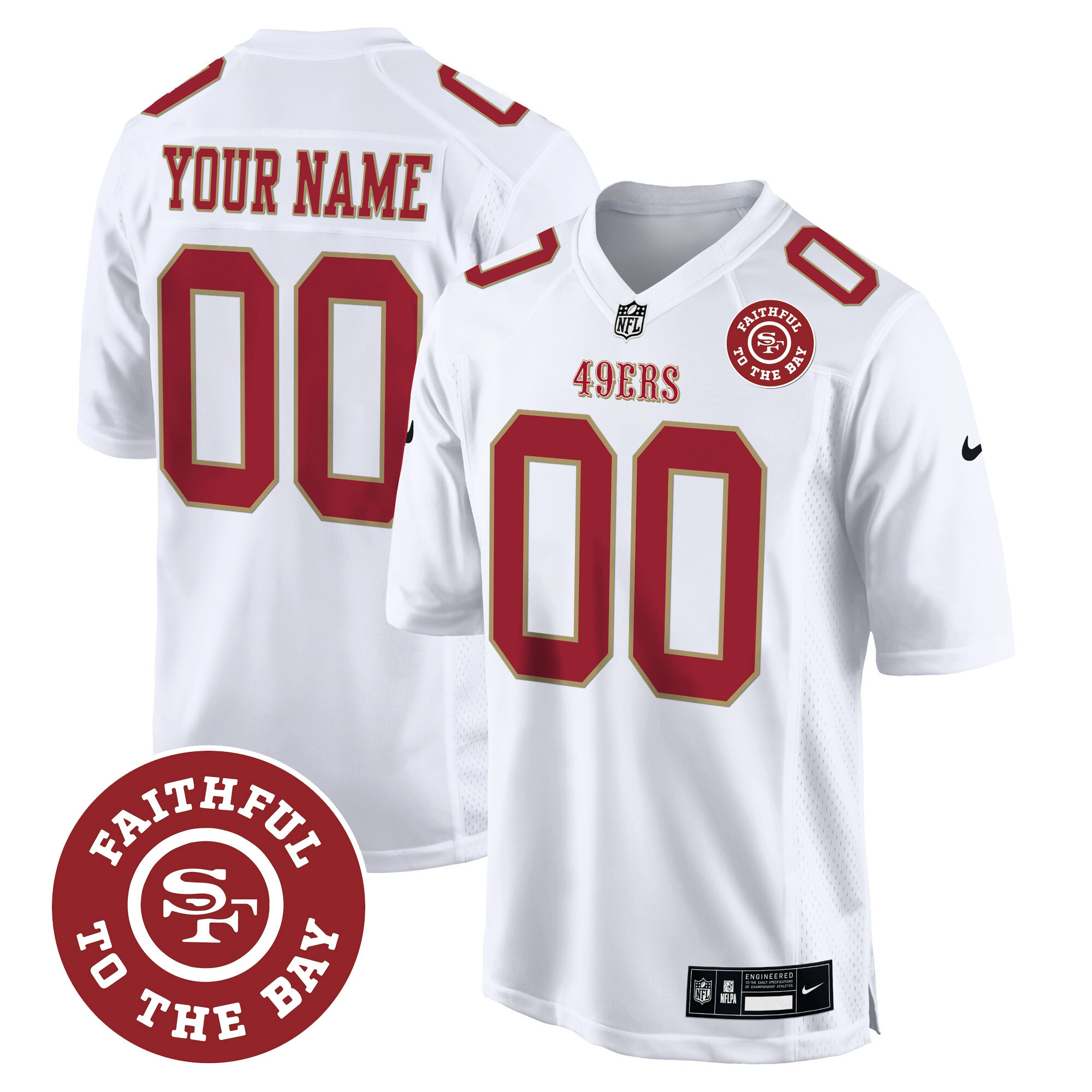 San Francisco 49ers Throwback Faithful To The Bay Patch Game Custom Jersey – All Stitched