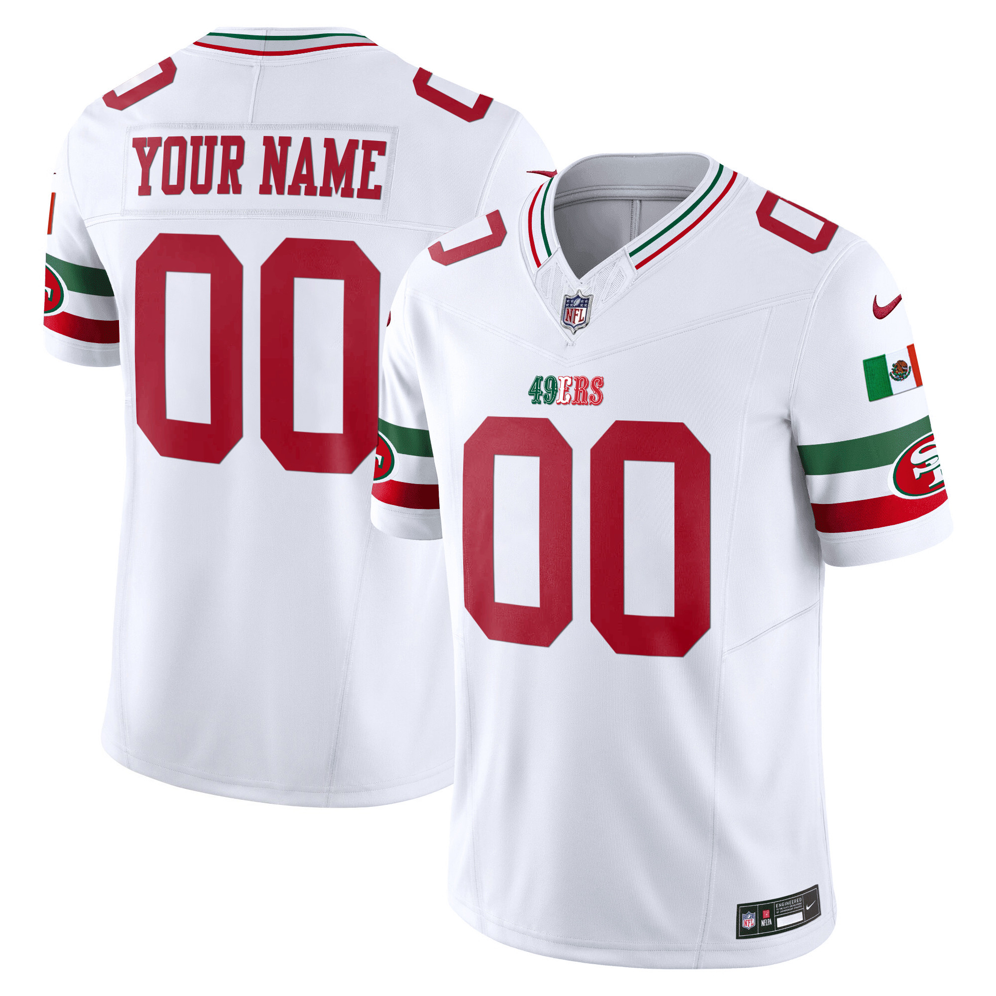 San Francisco 49ers Mexico Vapor Custom Jersey V2 – All Stitched