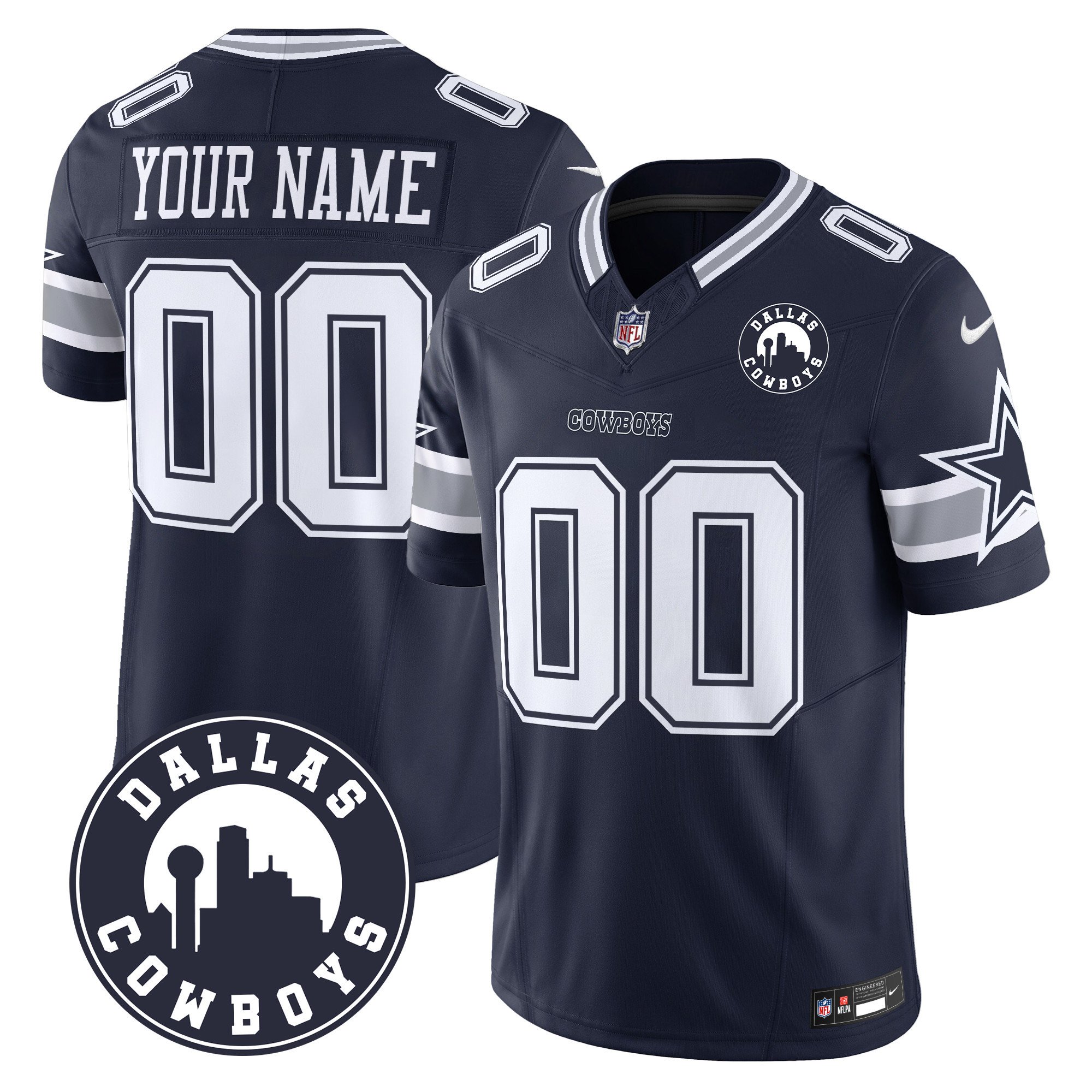 Dallas Cowboys “Dallas City” Patch Vapor Limited Custom Jersey – All Stitched