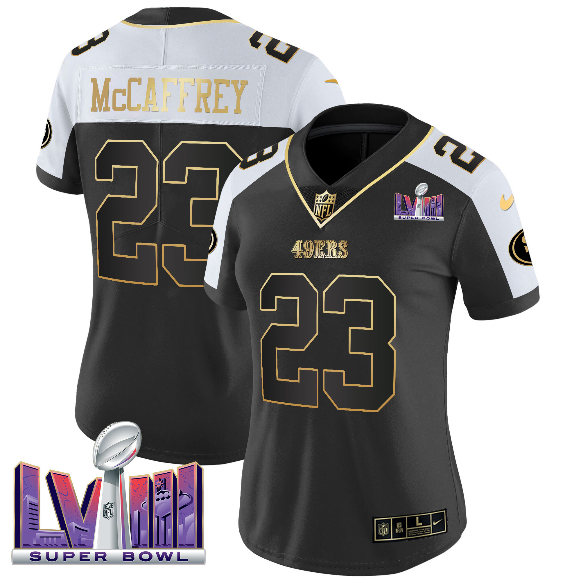 Women’s San Francisco 49ers Super Bowl LVIII Patch Vapor Jersey V2 – All Stitched