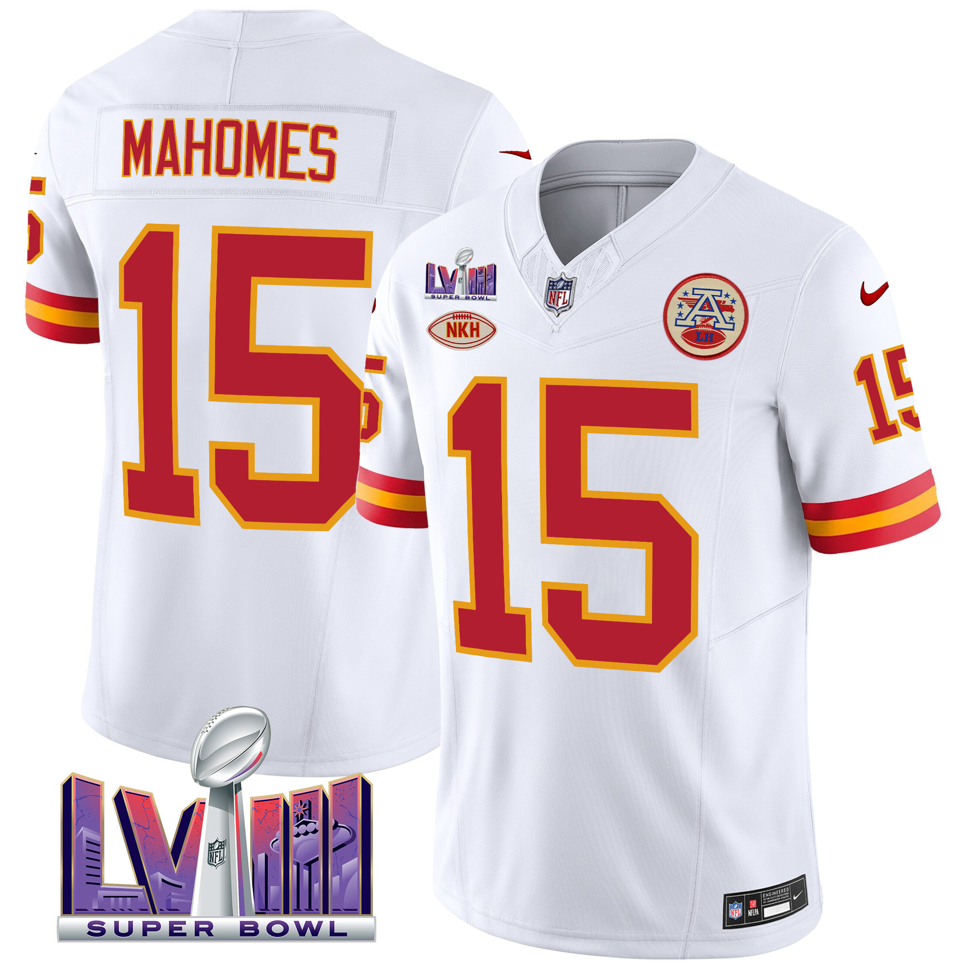 Men’s Kansas City Chiefs Throwback Super Bowl LVIII Vapor Jersey – All Stitched