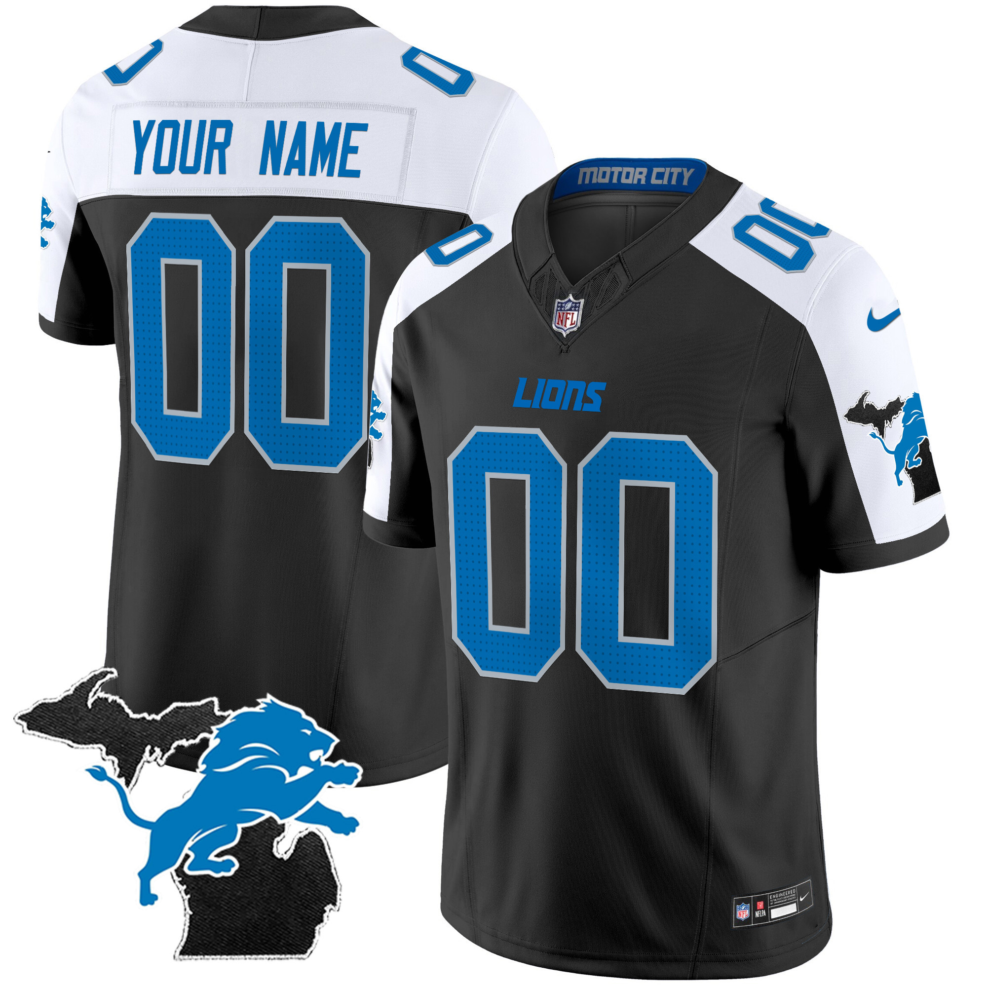 Detroit Lions 2024 Michigan Patch Vapor Limited Custom Jersey – All Stitched