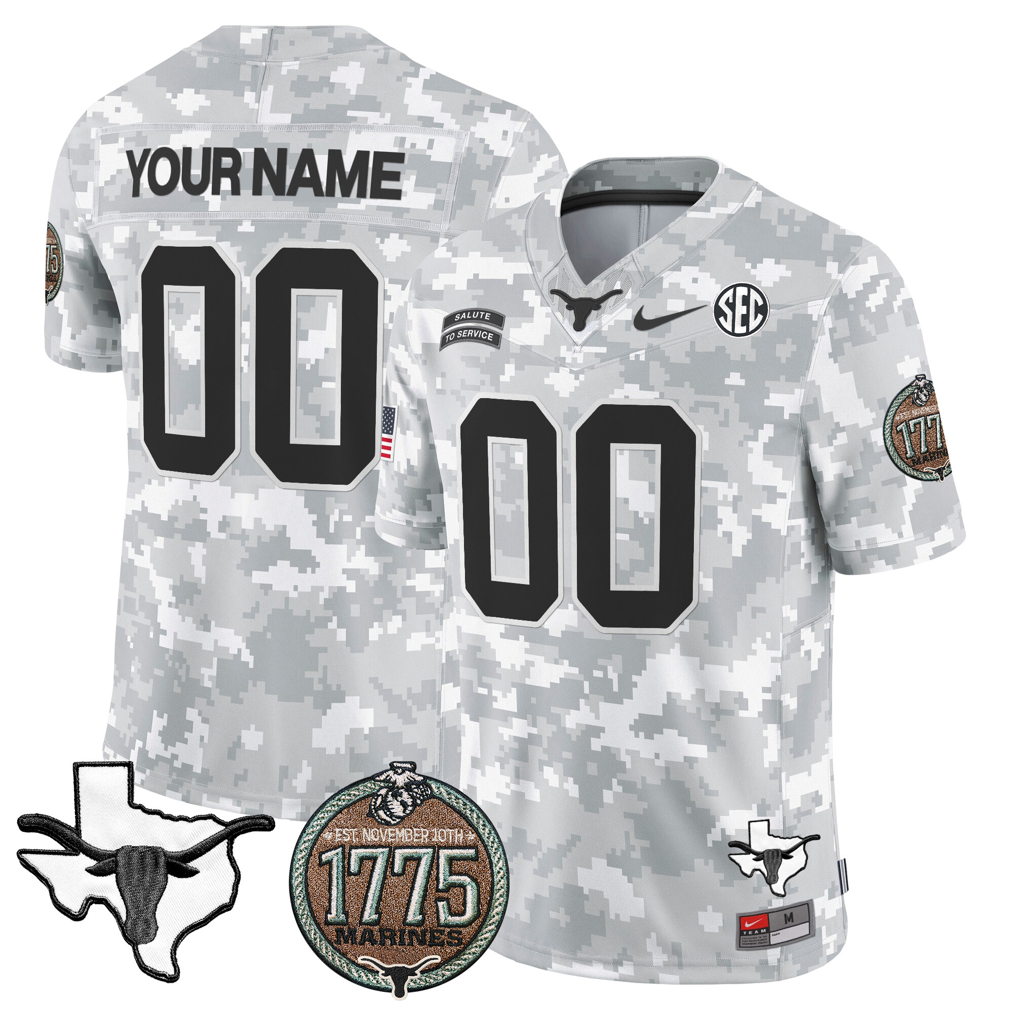 Longhorns 2024 Salute to Service Establishment Year Patch Vapor Limited Custom Jersey – All Stitched