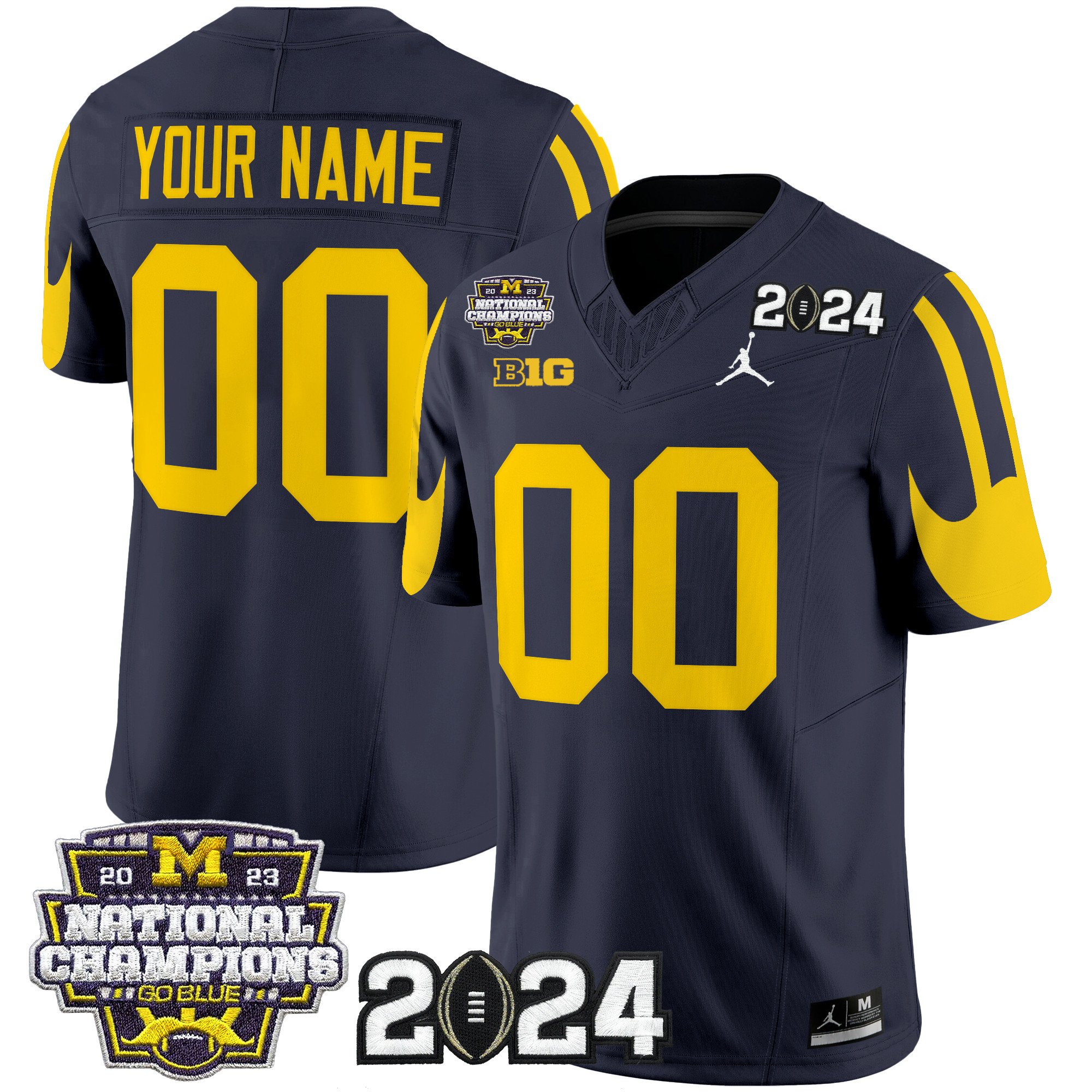 Michigan Wolverines 2024 CFP & National Champions Patch Vapor Limited Custom Jersey – All Stitched