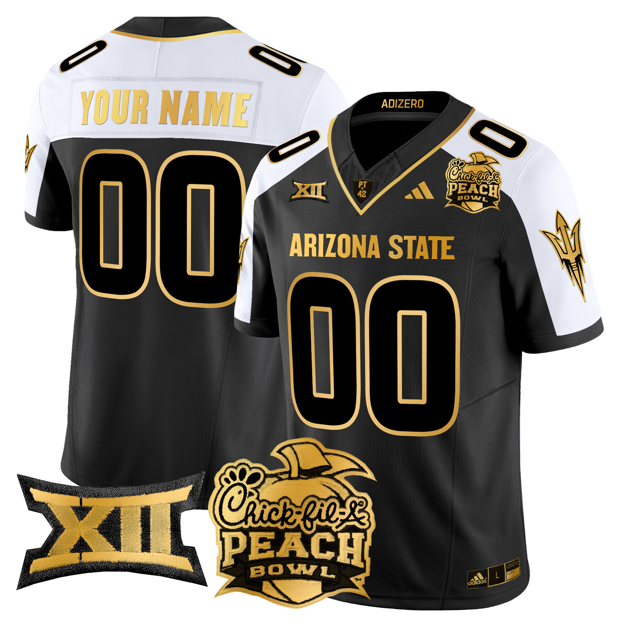 Arizona State Sun Devils 2025 Peach Bowl Gold Vapor Limited Custom Jersey V2 – All Stitched