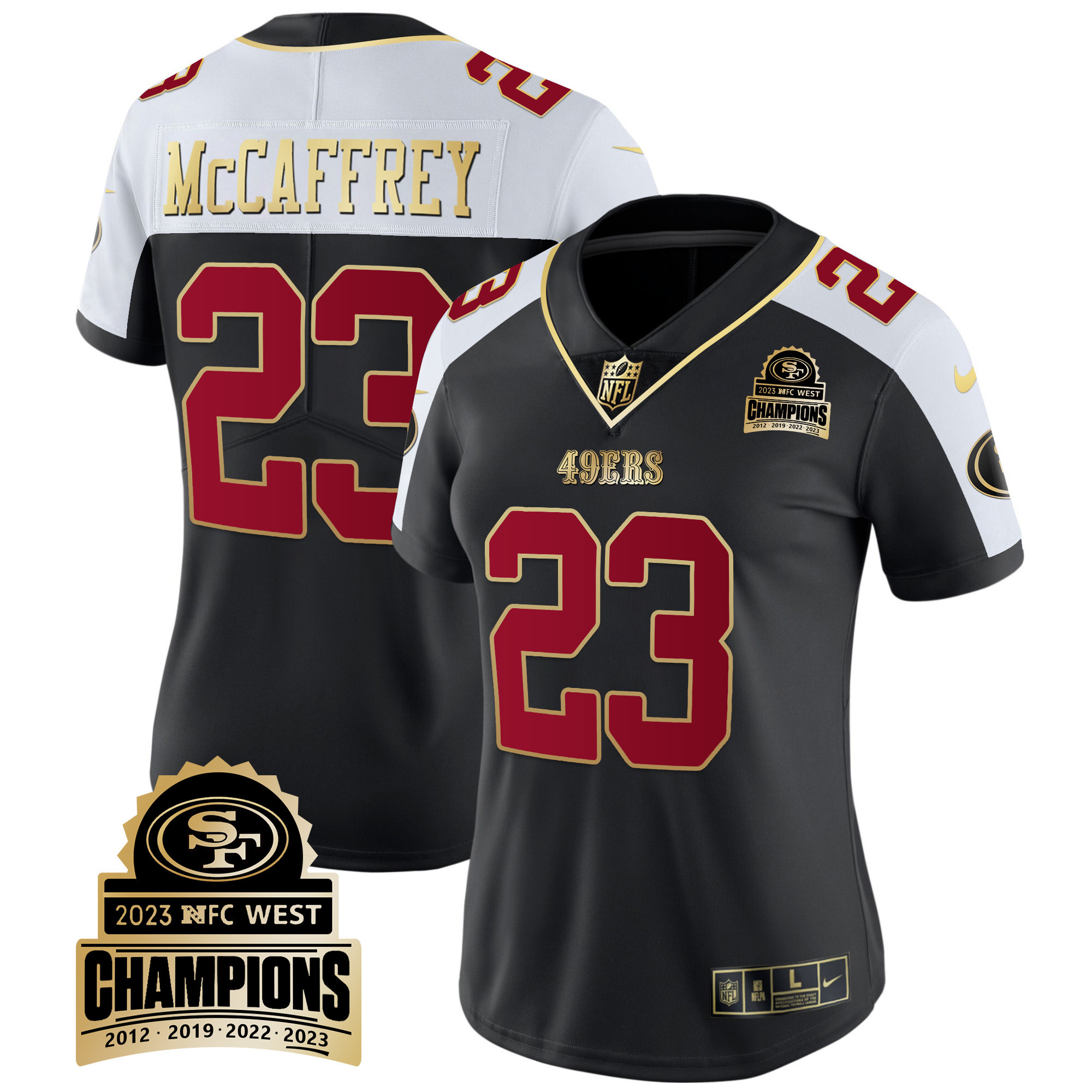 Women’s San Francisco 49ers 2023 NFC West Champions Patch Vapor Jersey V4 – All Stitched