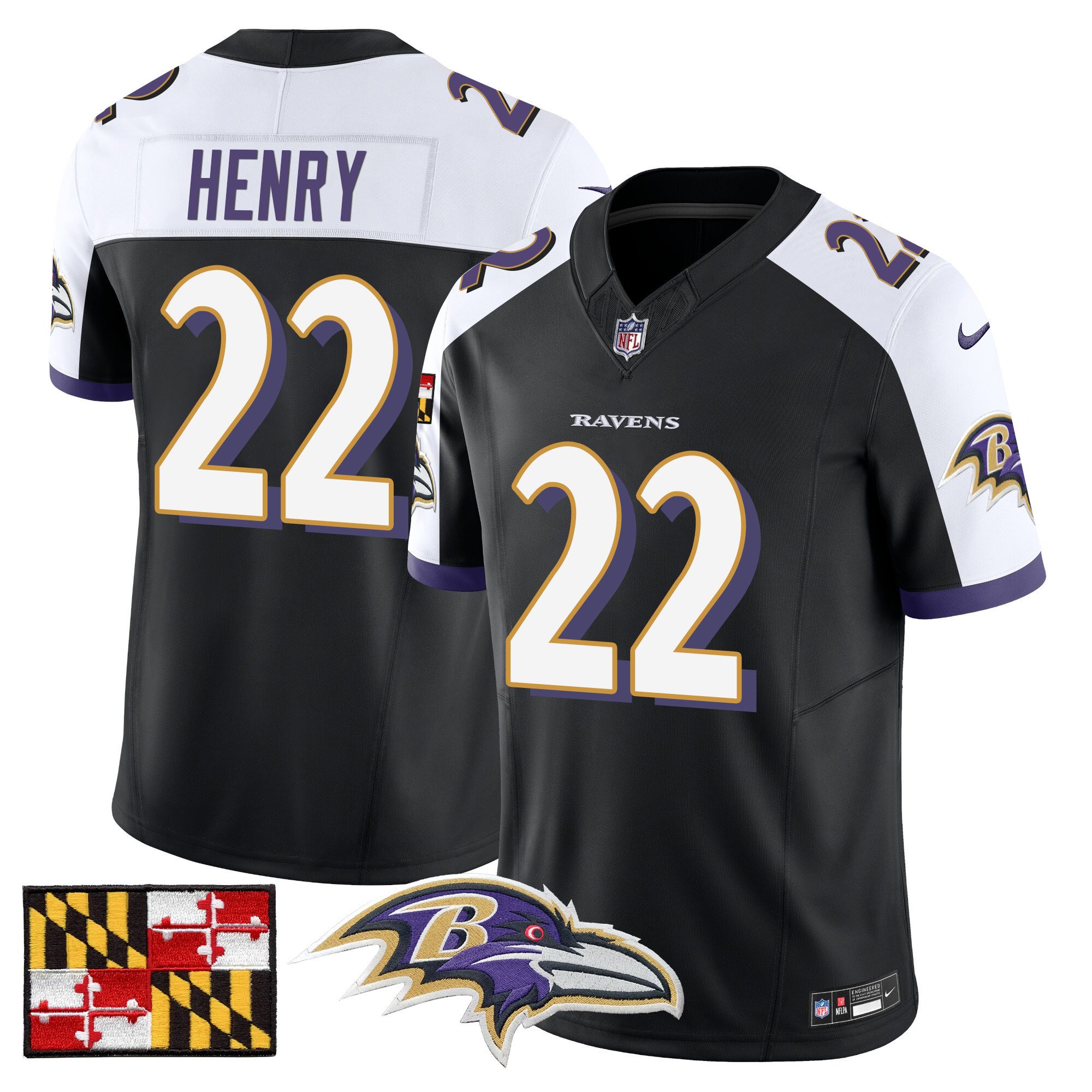 Men’s Baltimore Ravens 2024 Maryland Flag Vapor Limited Jersey – All Stitched