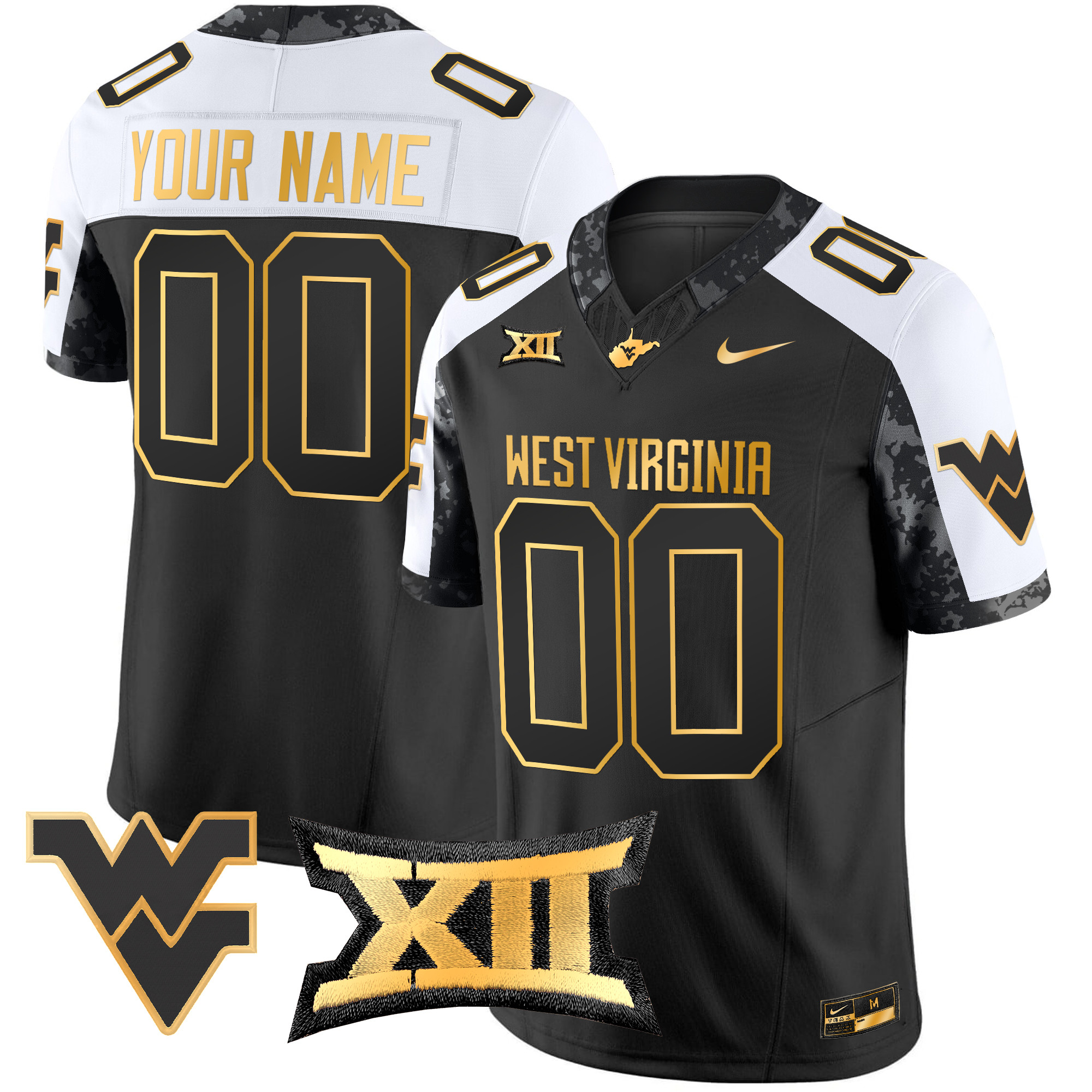 West Virginia Mountaineers 2024 Gold Vapor Limited Custom Jersey – All Stitched