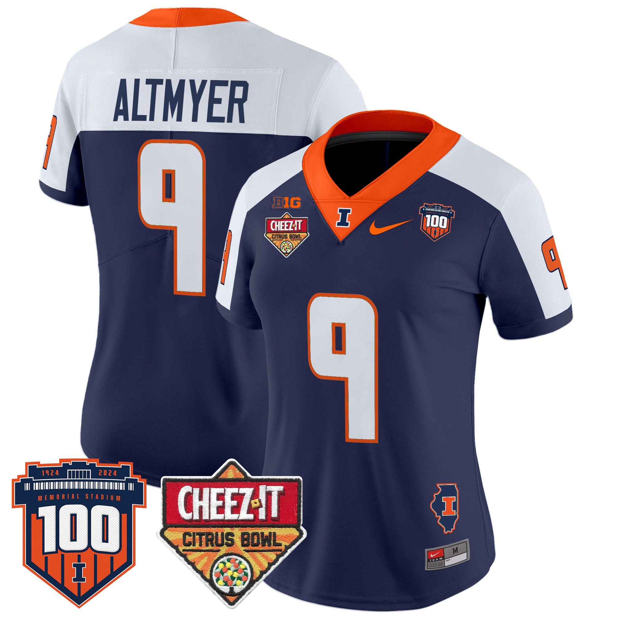 Women’s Illinois Fighting Illini 2025 Cheez-It Citrus Bowl Patch Vapor Limited Jersey – All Stitched