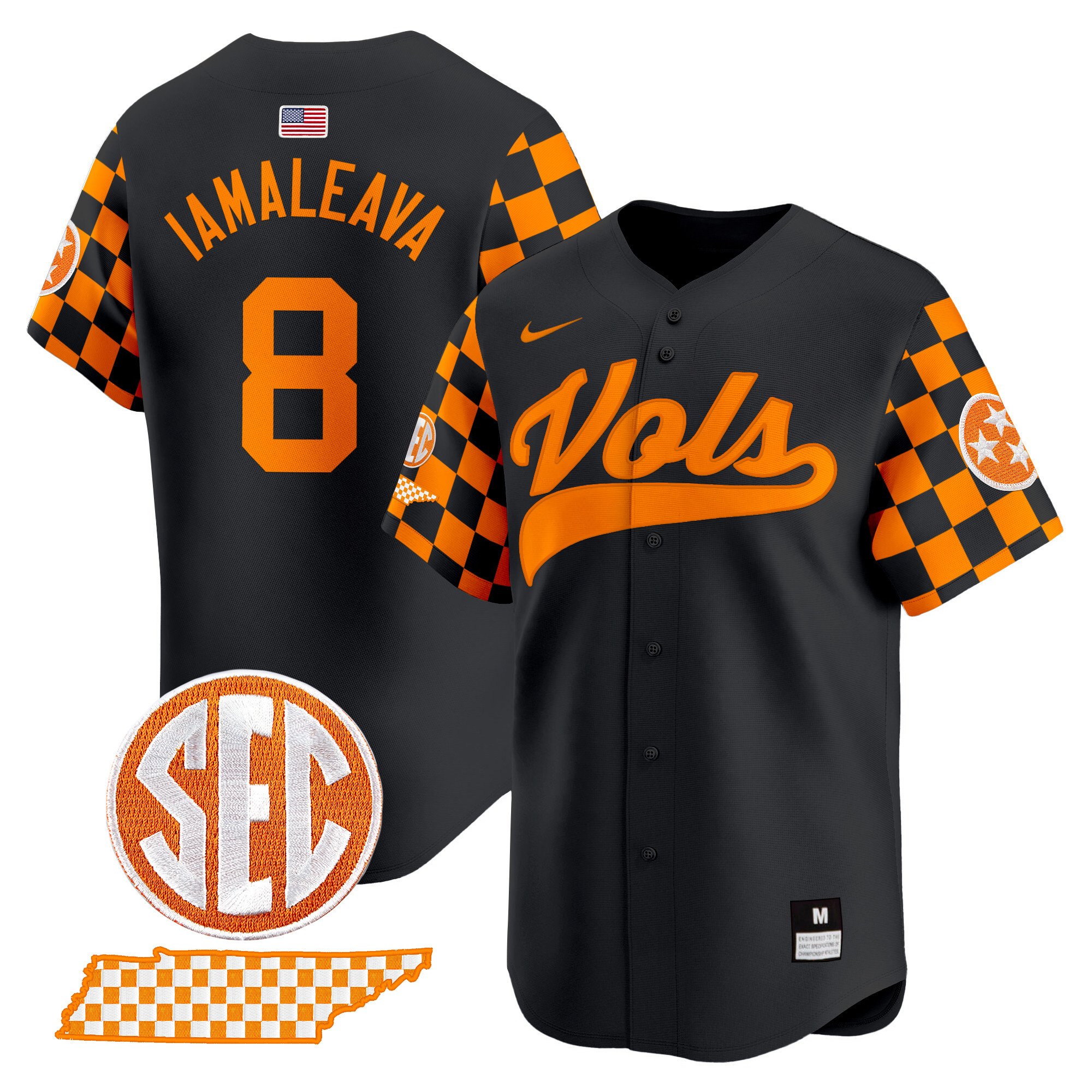 Men’s Tennessee Volunteers Checkerboard 2024 Vapor Premier Limited Baseball Jersey – All Stitched