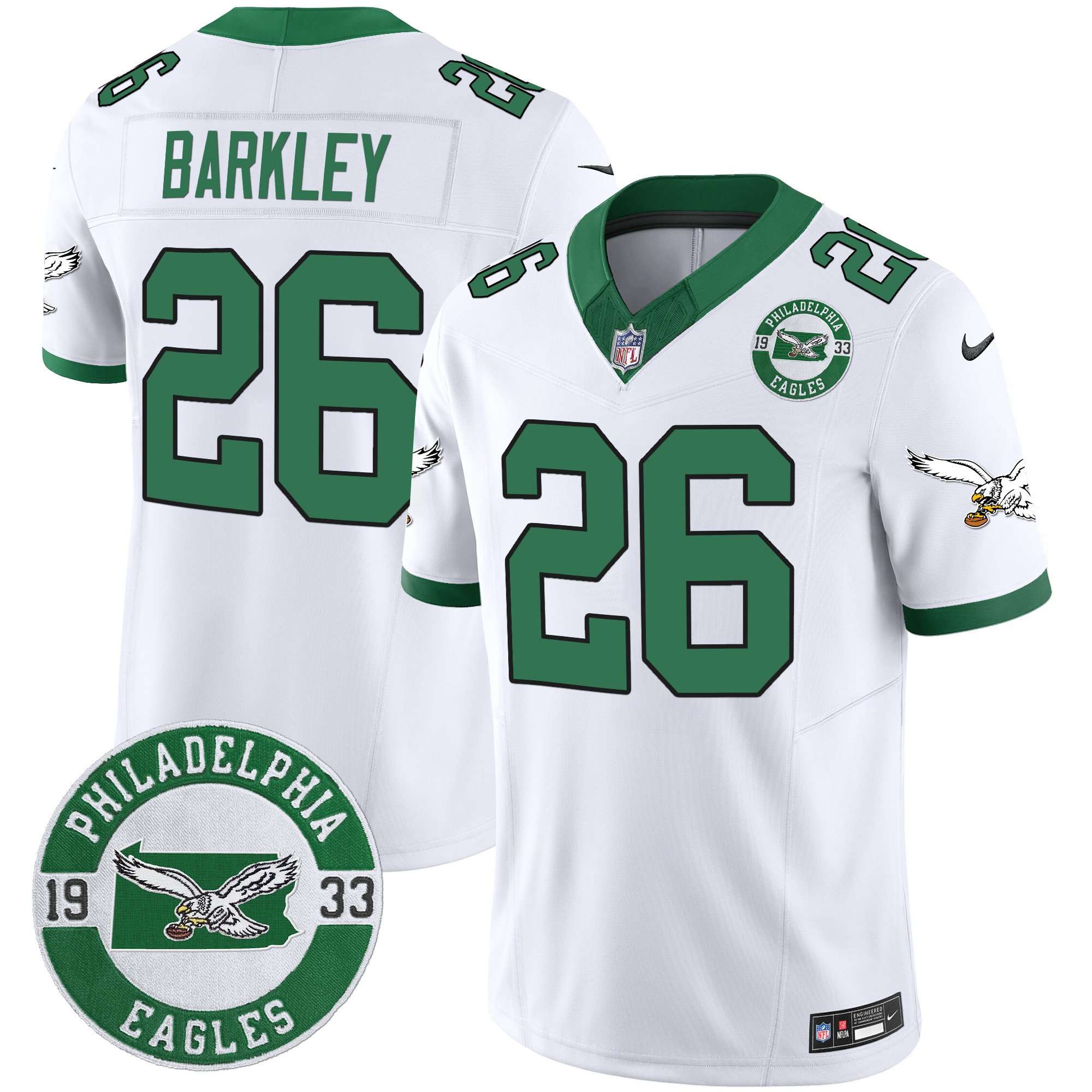 Men’s Philadelphia Eagles 2024 Throwback Vapor Limited Jersey – Est. 1933 Patch – All Stitched