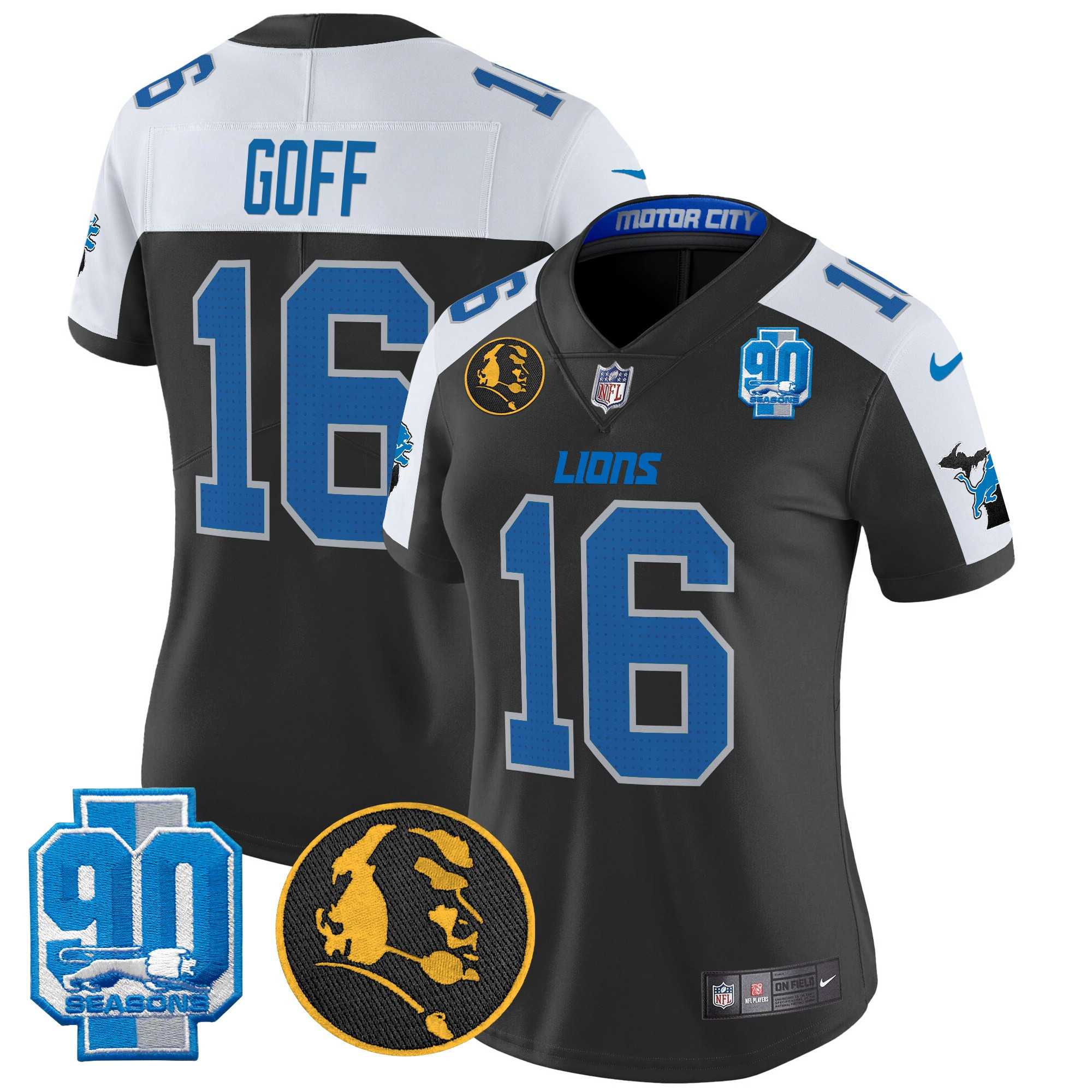 Women’s Detroit Lions 2024 90th & John Madden Patch Vapor Limited Jersey – All Stitched