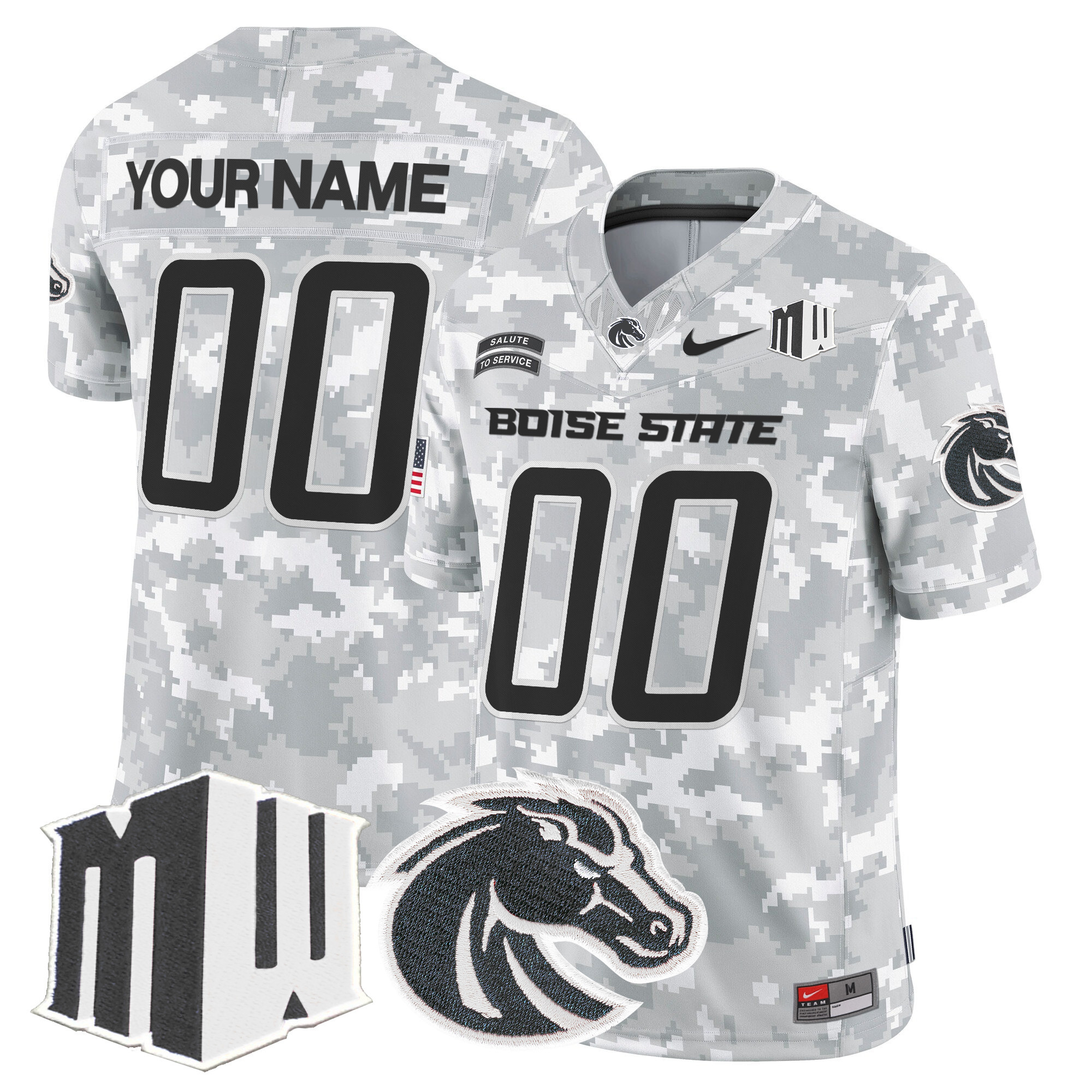 Boise State Broncos 2024 Salute to Service Vapor Limited Custom Jersey – Arctic Camo – All Stitched