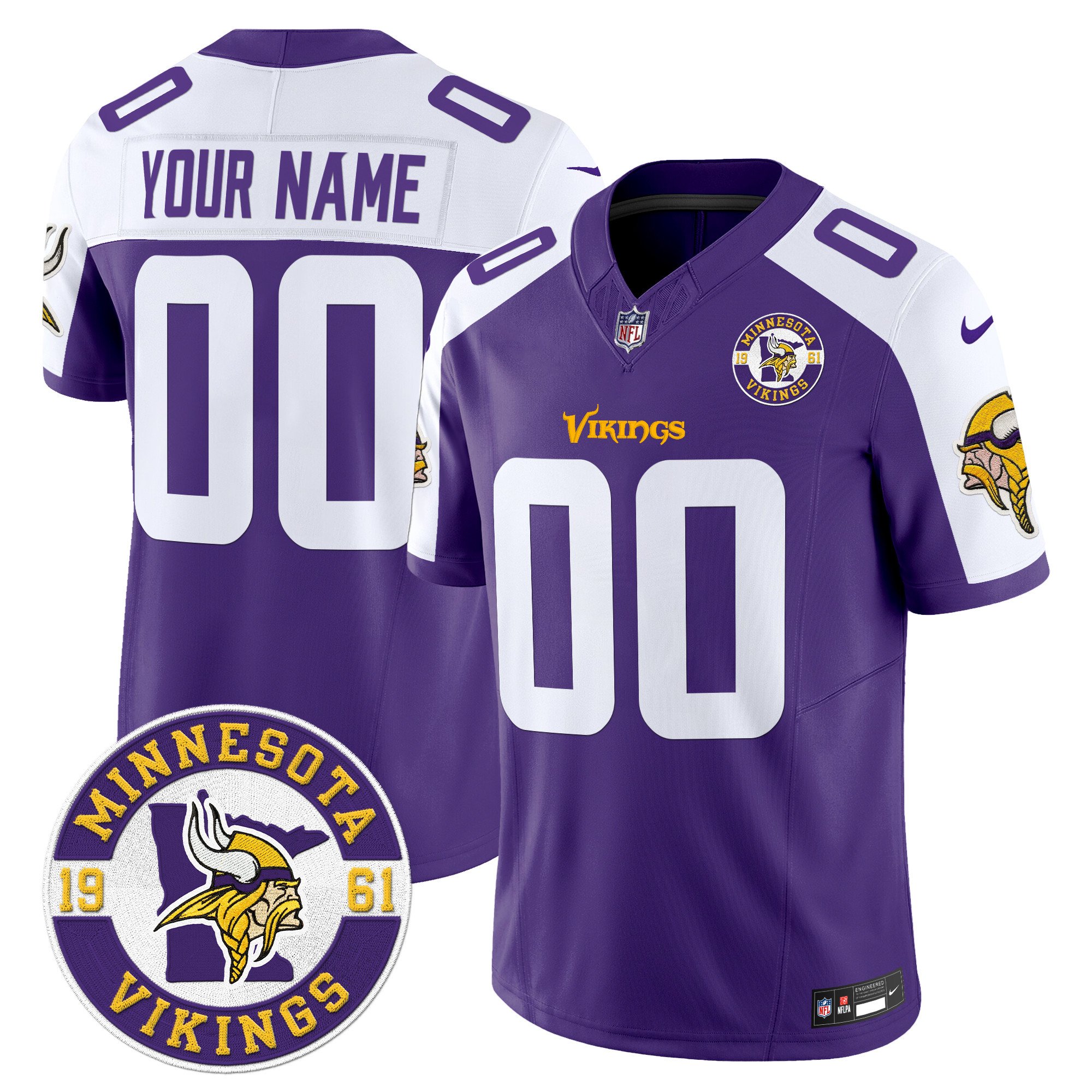 Minnesota Vikings King Of The North Patch Vapor Limited Custom Jersey – Est. 1961 Patch – All Stitched