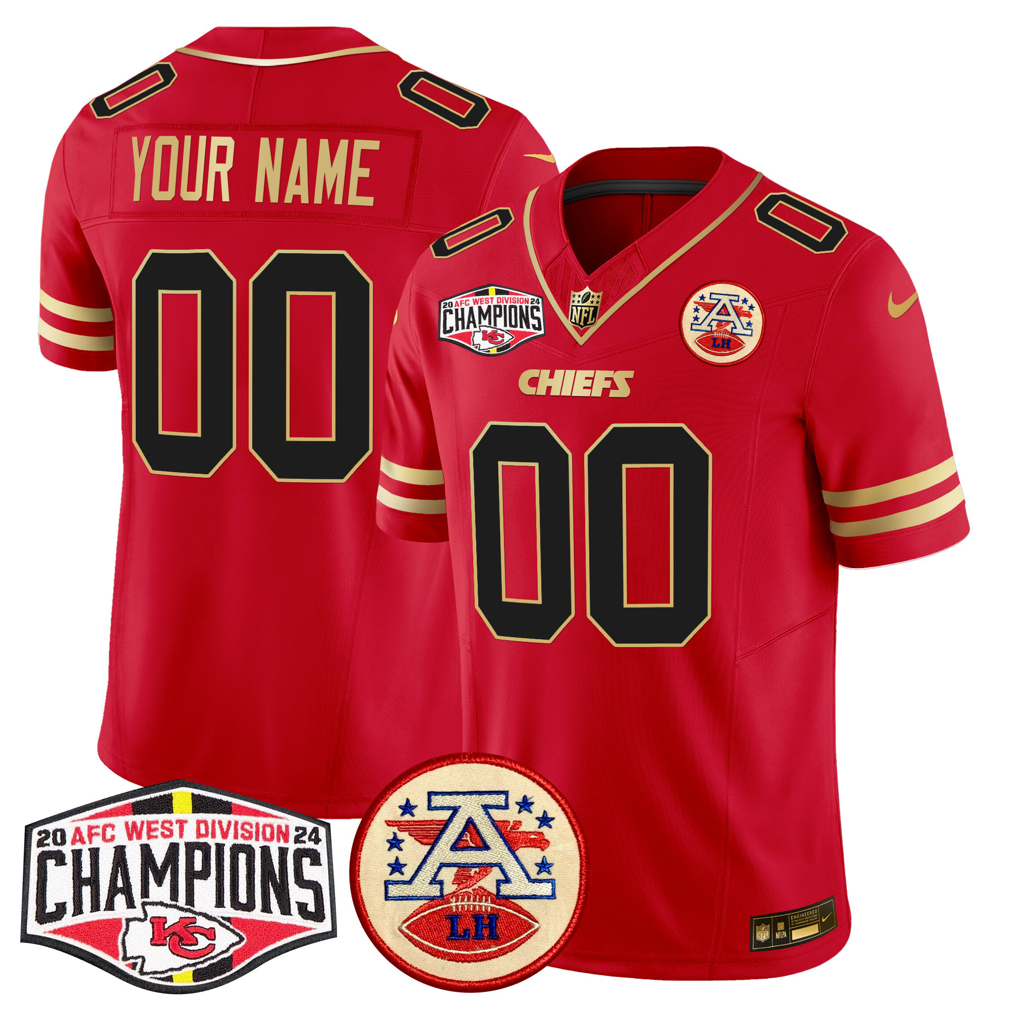 Chiefs 2024 AFC West Division Champions Patch Vapor Limited Custom Jersey – All Stitched