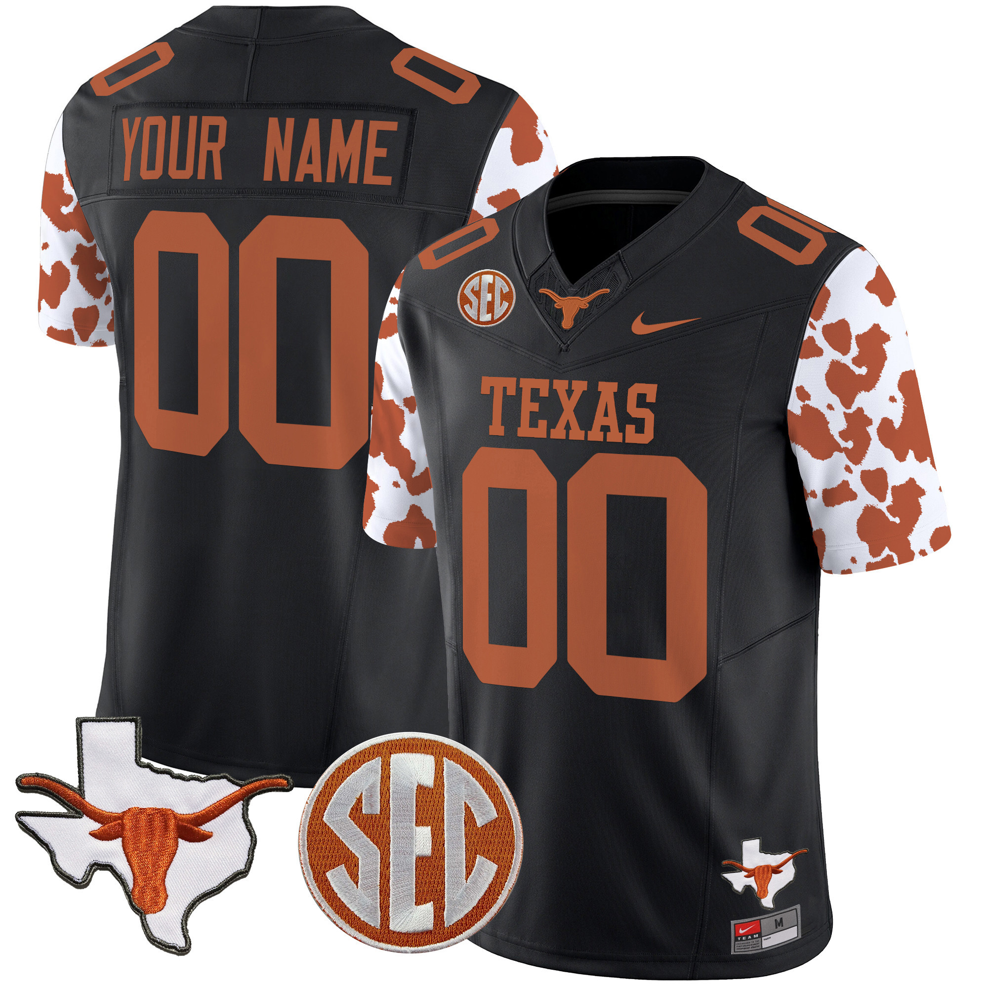 Texas Longhorns Cow Spots Vapor Limited Custom Jersey – All Stitched