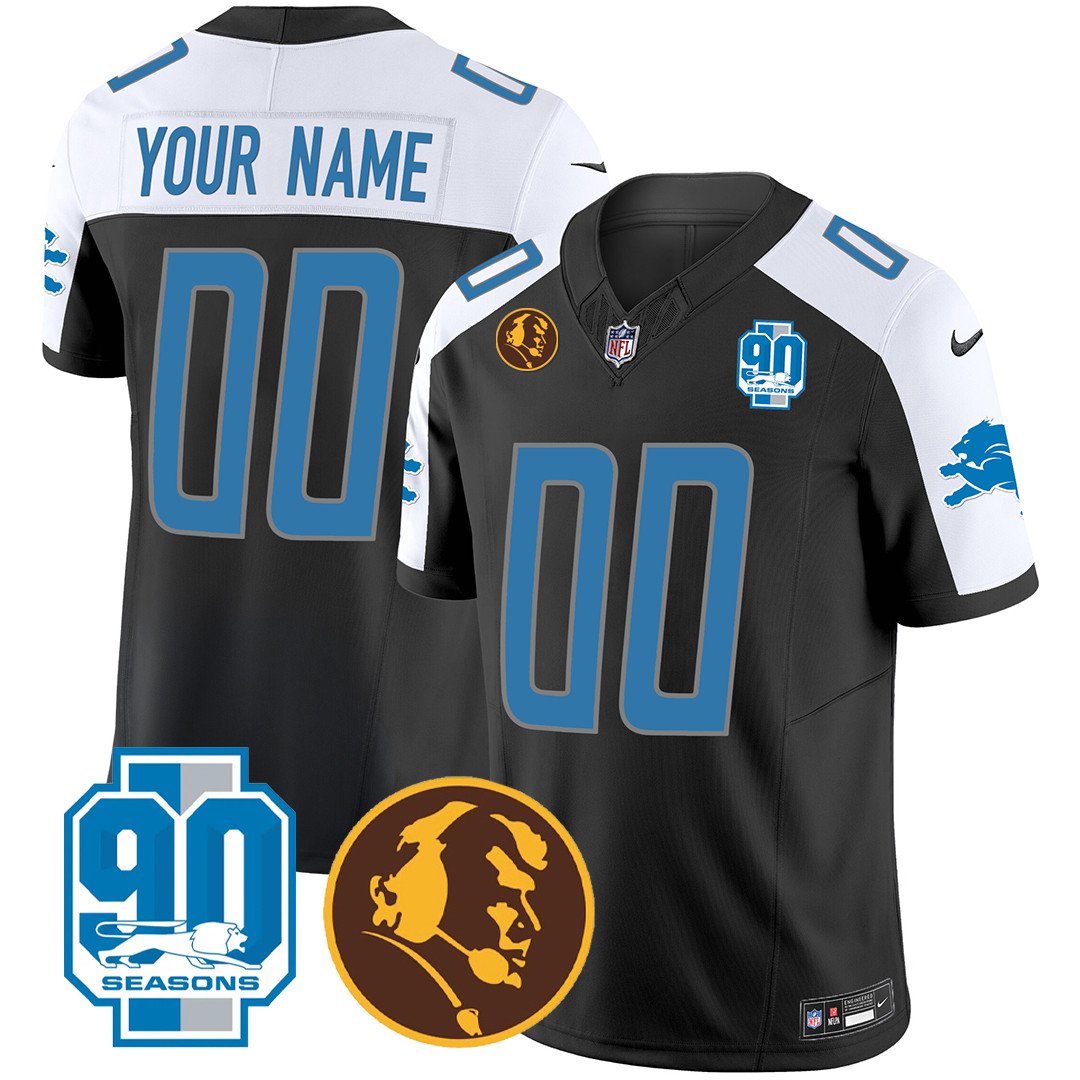 Detroit Lions 90th & John Madden Patch Custom Jersey – All Stitched
