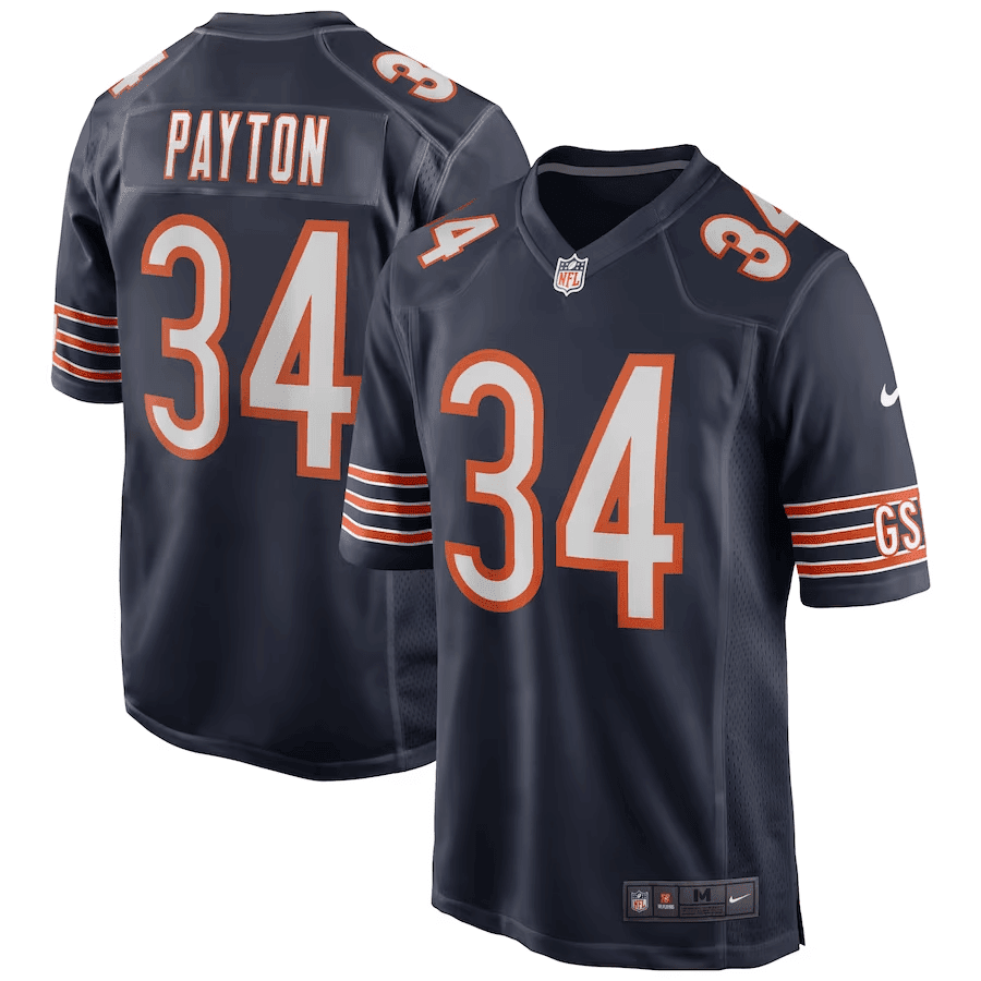 Walter Payton Chicago Bears GSH Navy Game Jersey – All Stitched