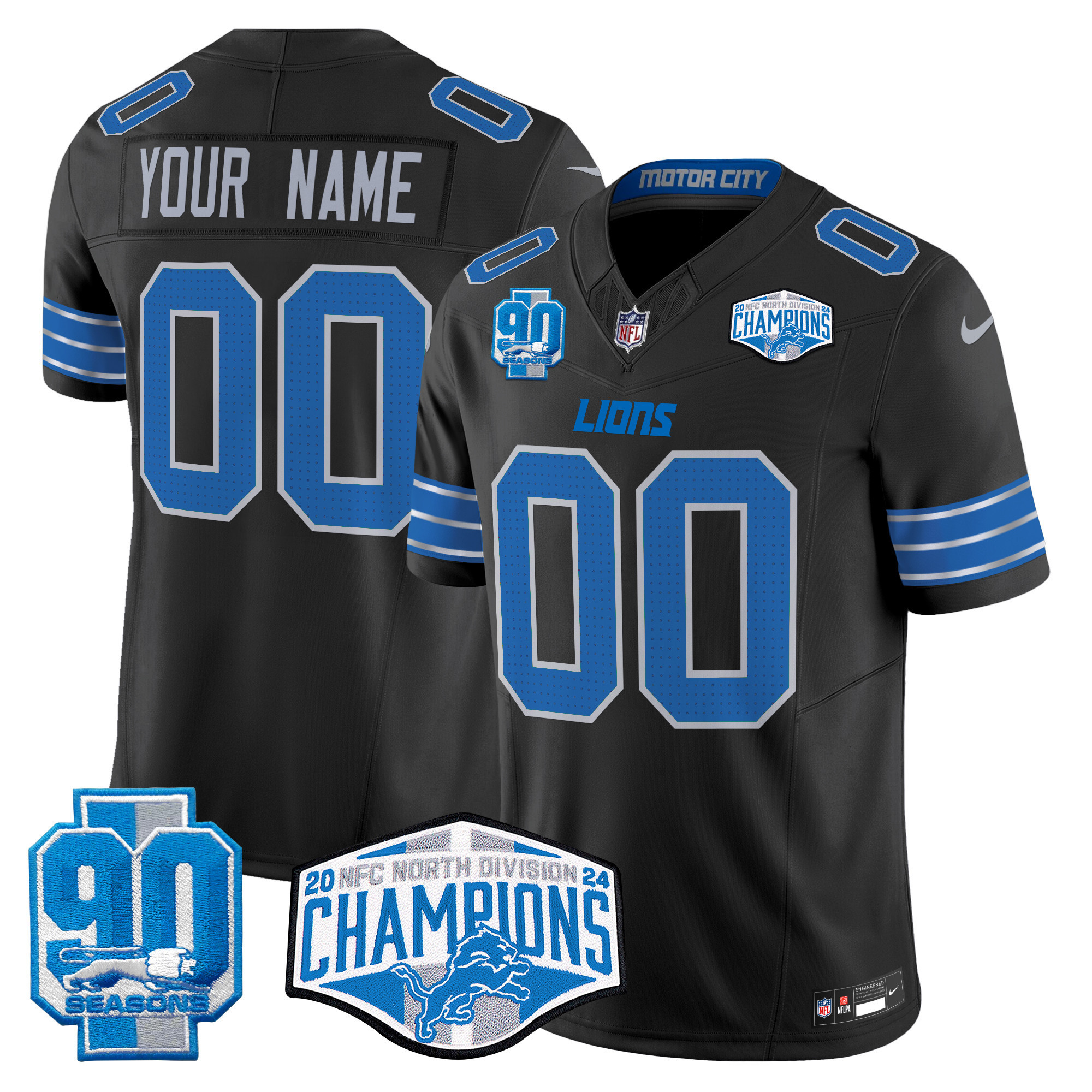 Detroit Lions 2024 NFC North Division Champions Patch Vapor Limited Custom Jersey – All Stitched