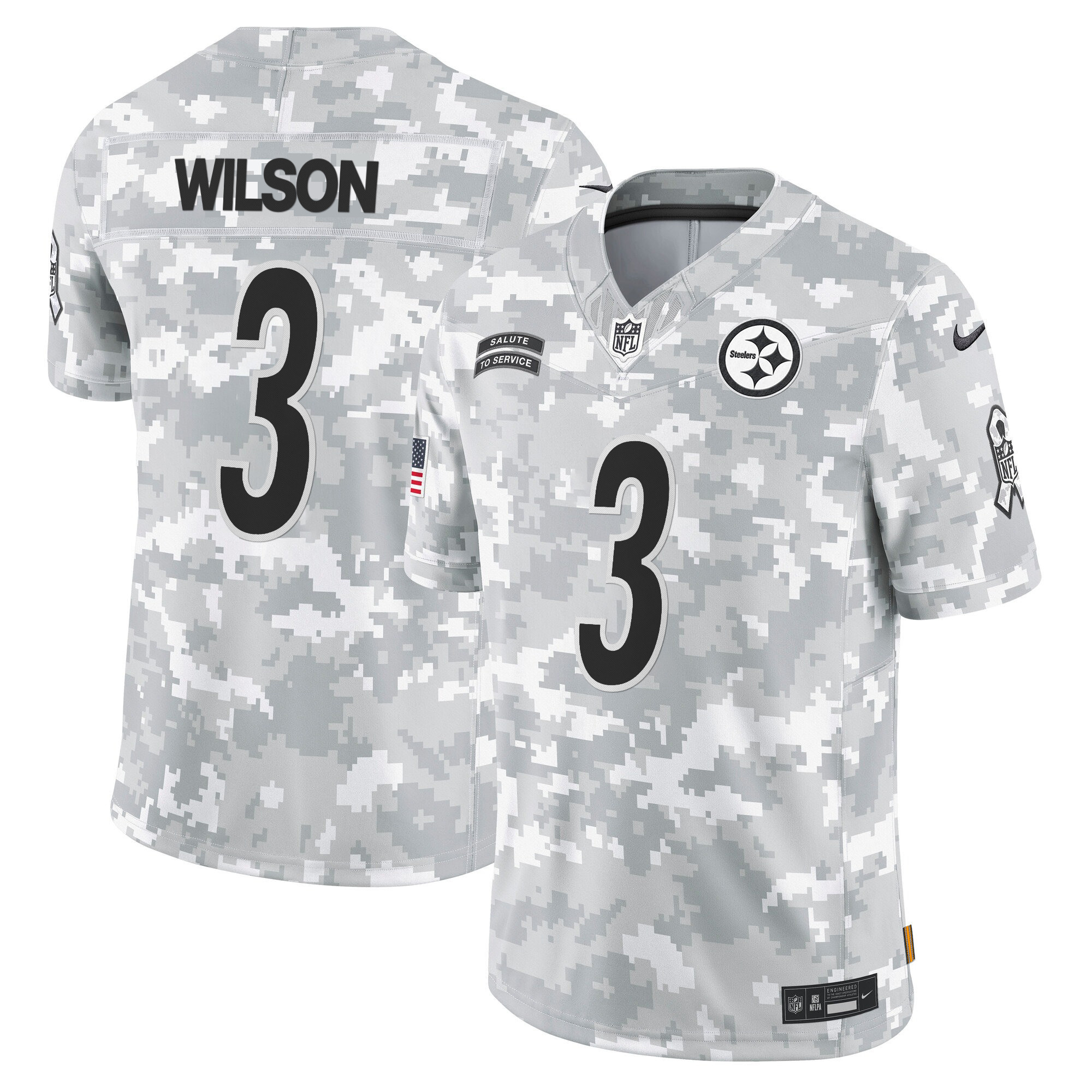 Pittsburgh Steelers 2024 Salute to Service Vapor Limited Jersey – Arctic Camo – All Stitched