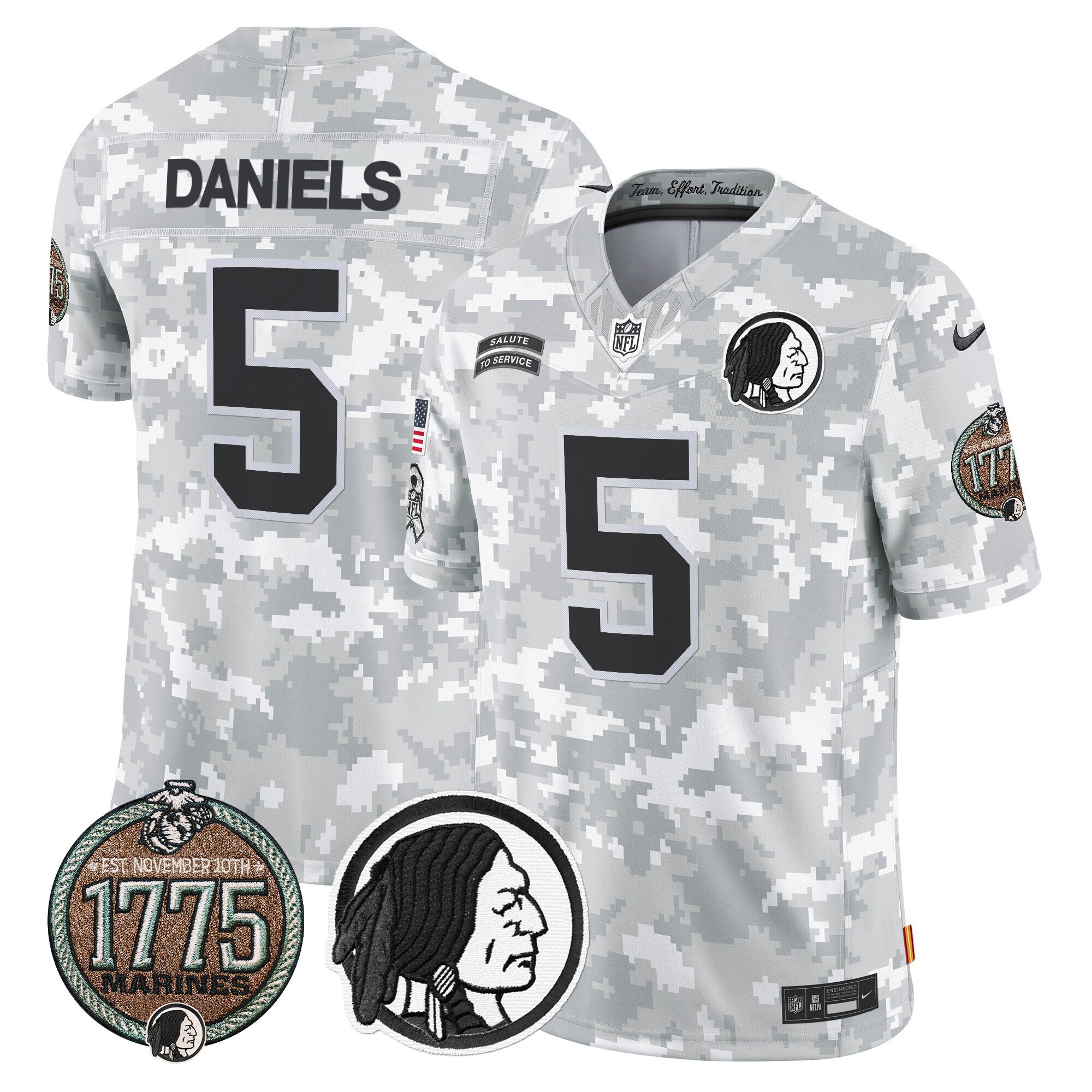 Men’s Washington Redskins 2024 Salute to Service Establishment Year Patch Vapor Limited Jersey – All Stitched