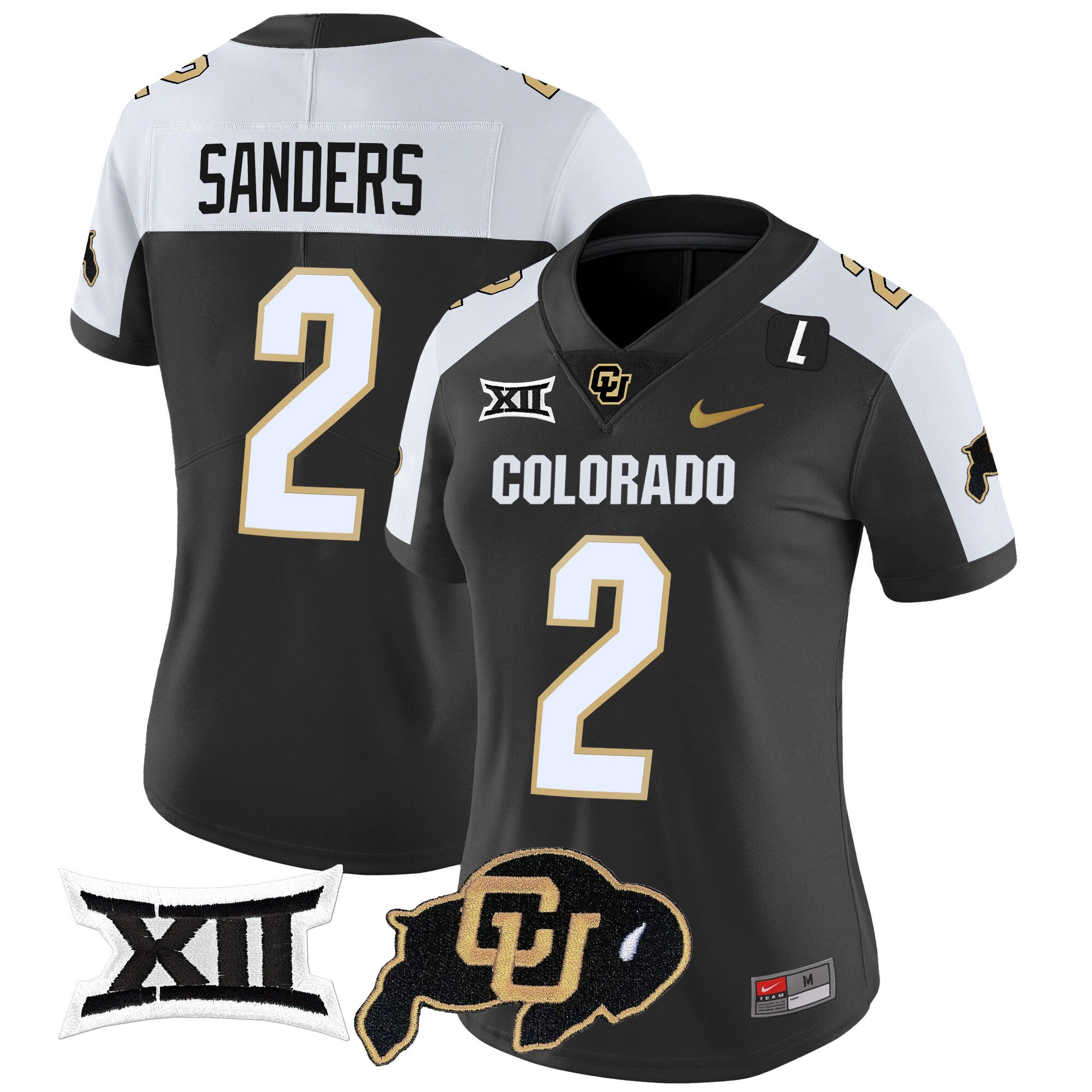 Women’s Colorado Buffaloes Vapor Limited Jersey V2 – Big 12 XII Patch – All Stitched