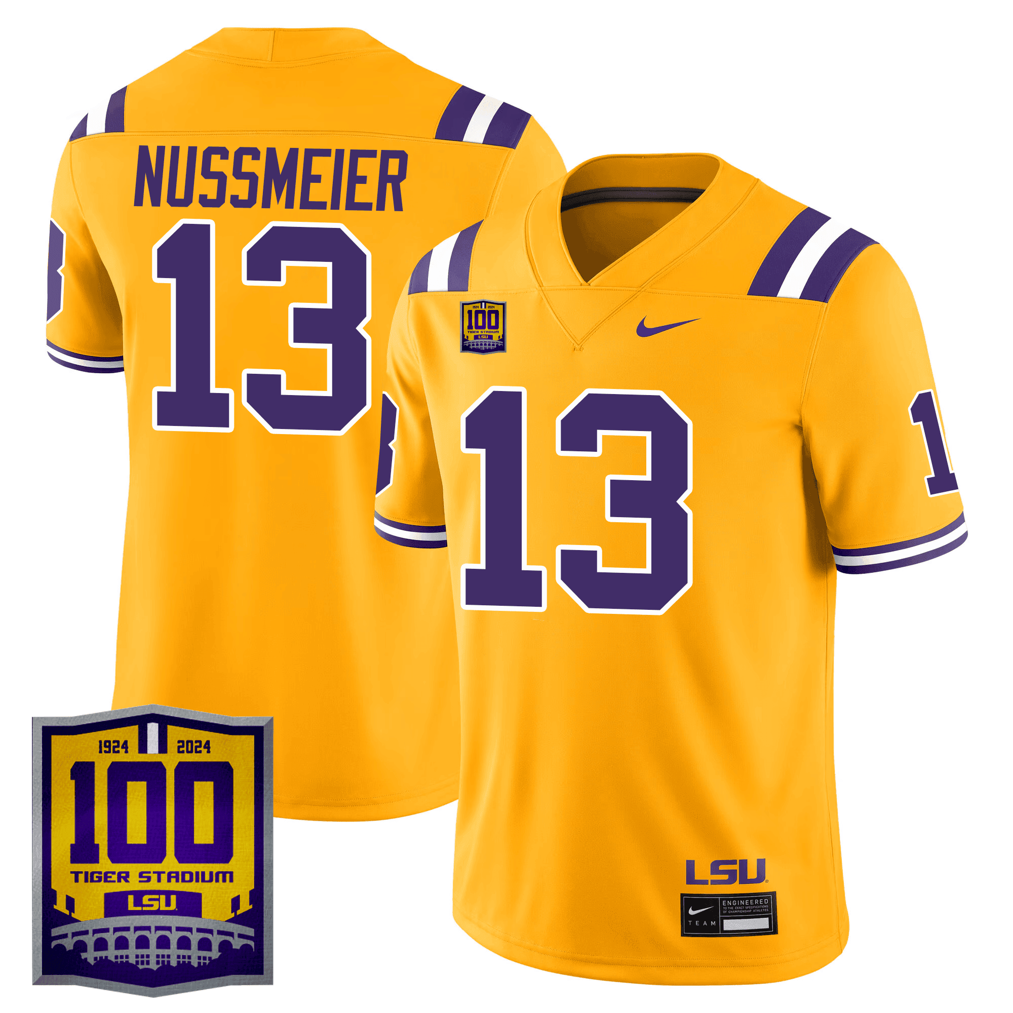 Men’s LSU Tigers 100 Years of Tiger Stadium Patch Vapor Limited Jersey – All Stitched
