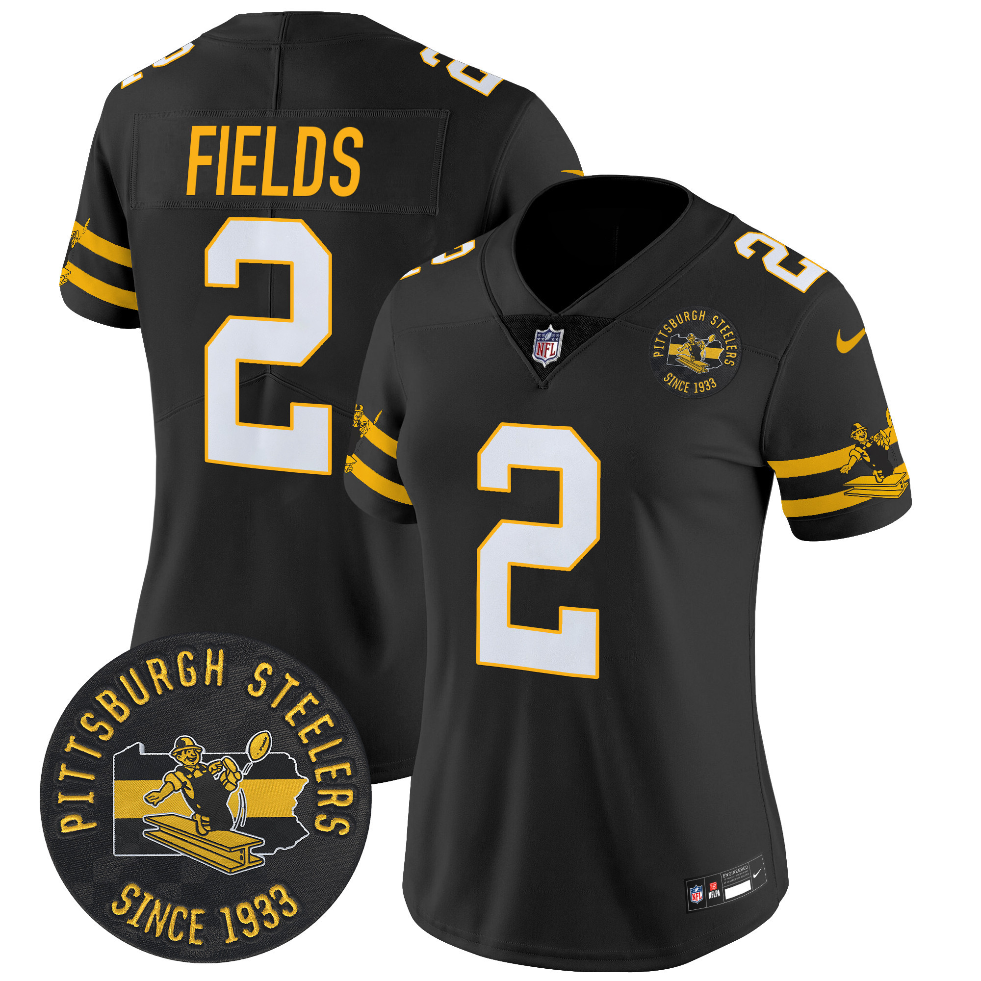 Women’s Pittsburgh Steelers Throwback 1933 Patch Vapor Limited Jersey – All Stitched