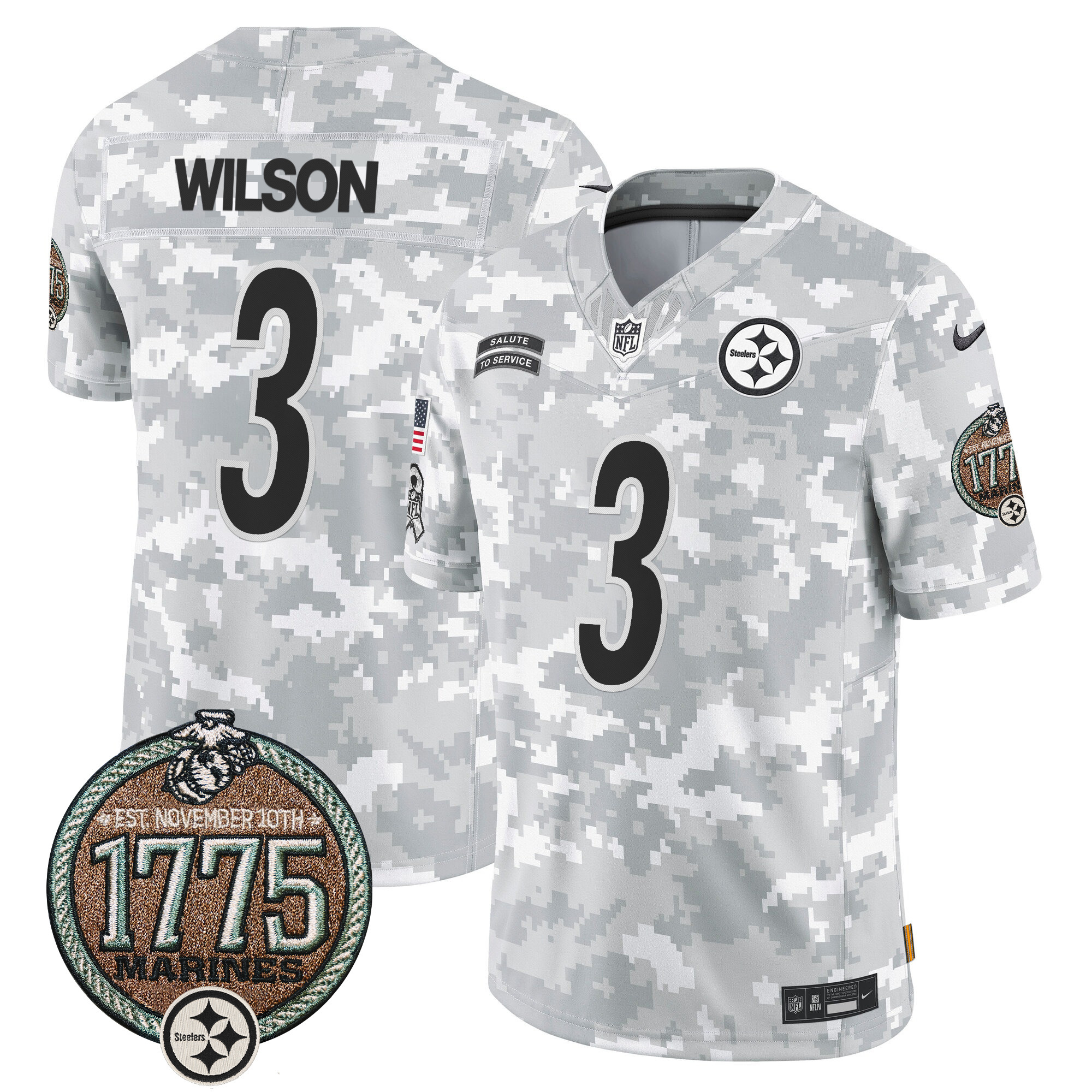 Men’s Pittsburgh Steelers 2024 Salute to Service Establishment Year Patch Vapor Limited Jersey – All Stitched