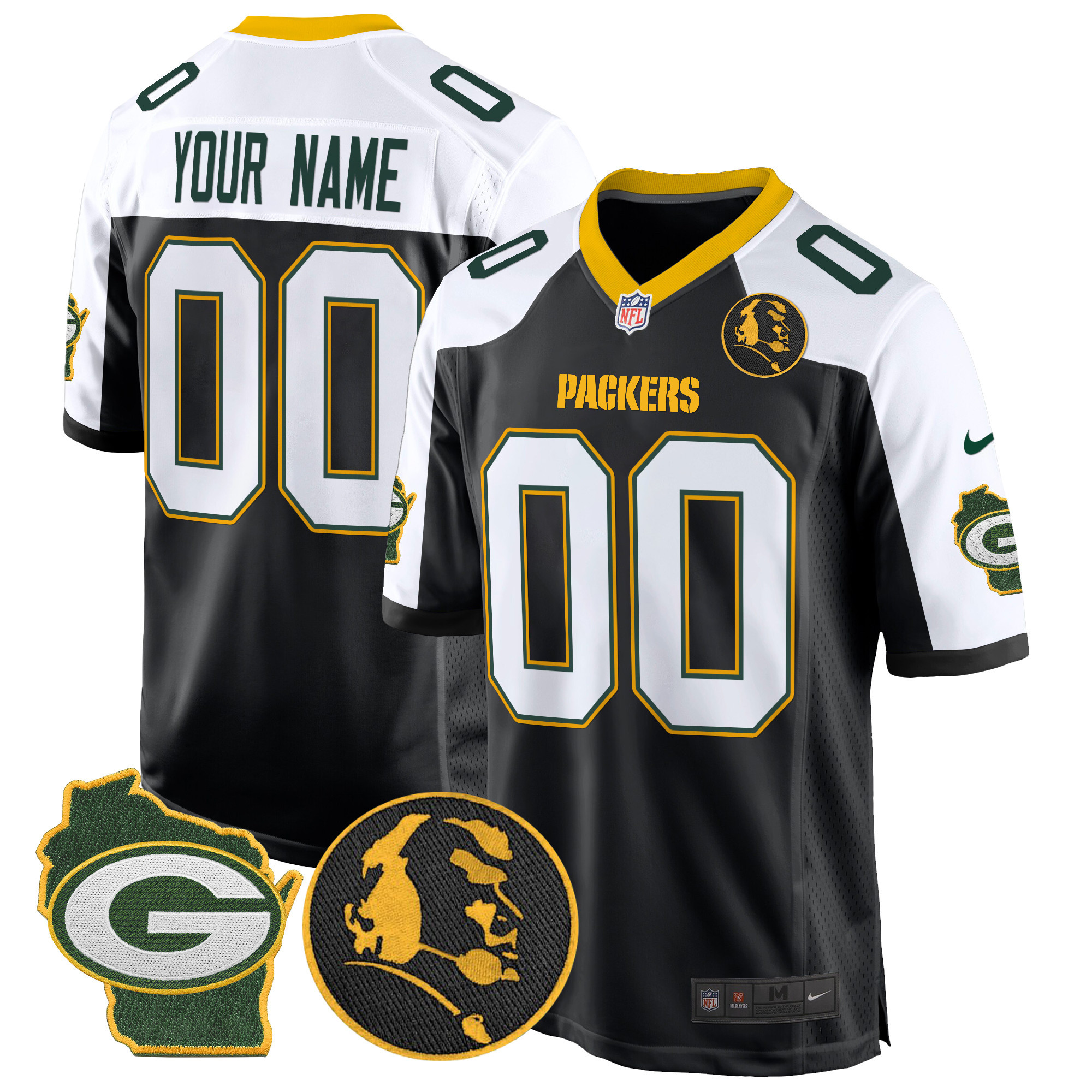 Packers John Madden & Home Patch Game Custom Jersey – All Stitched