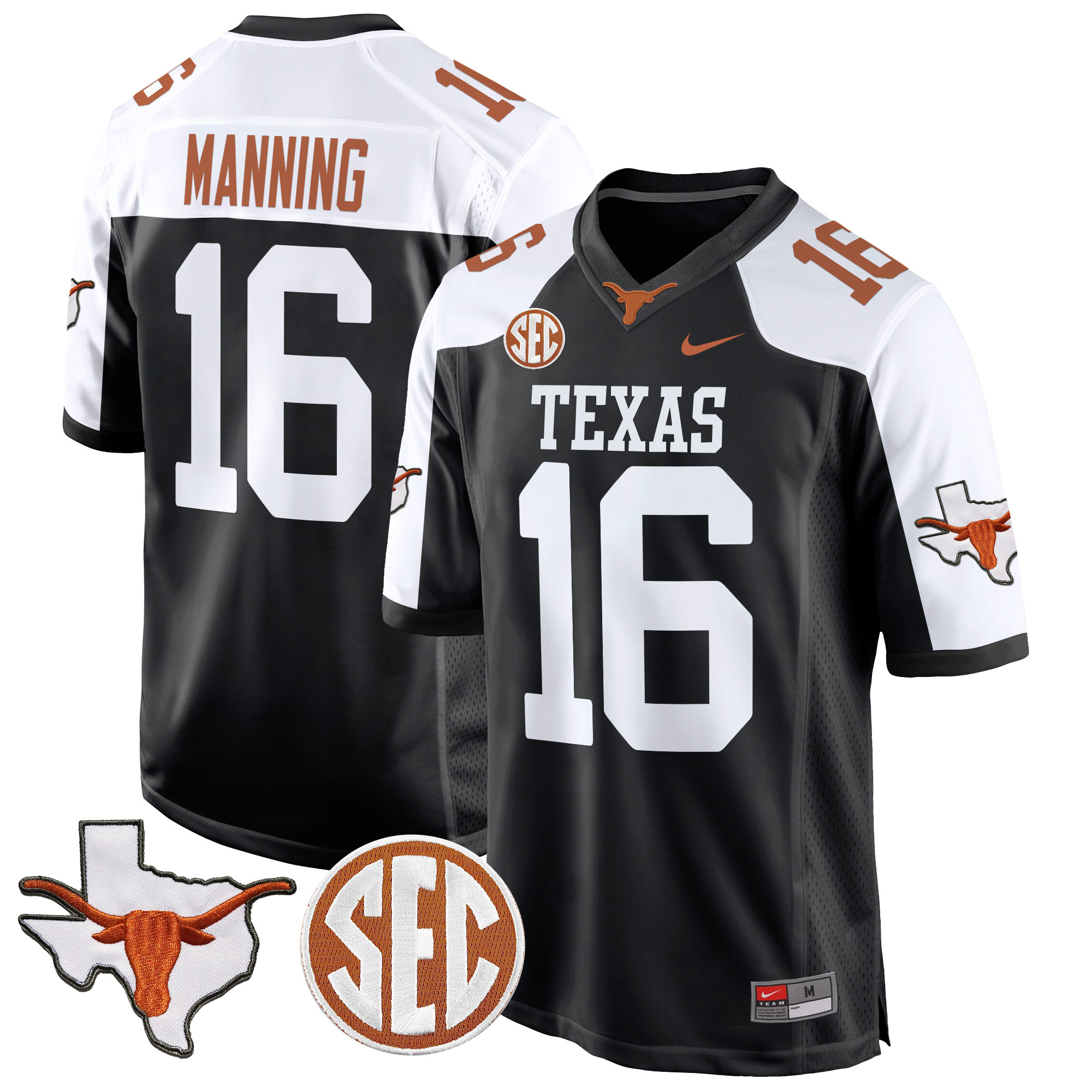 Men’s Texas Longhorns State Map & Sec Patch Game Jersey – All Stitched