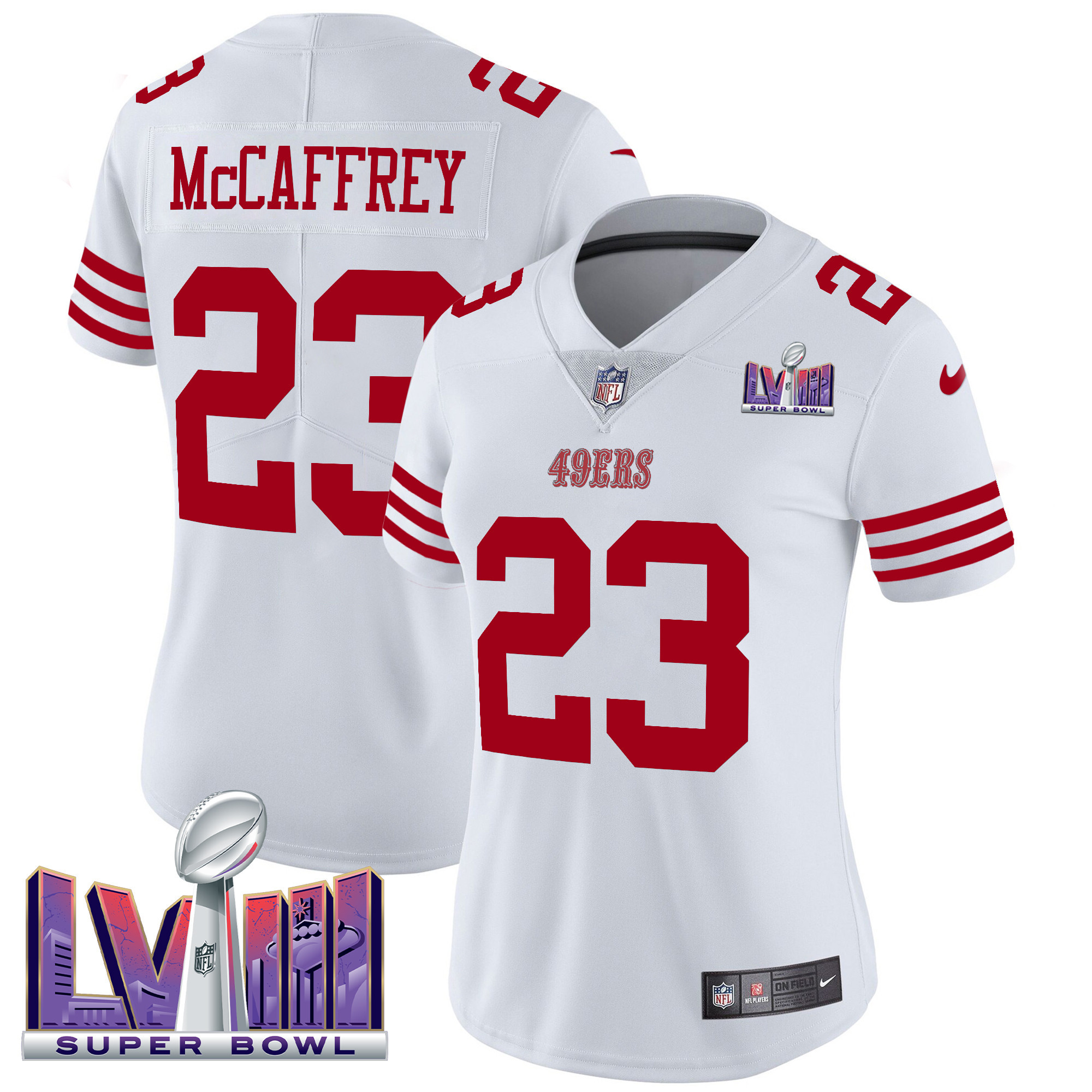 Women’s San Francisco 49ers Super Bowl LVIII Patch Vapor Limited Jersey – All Stitched