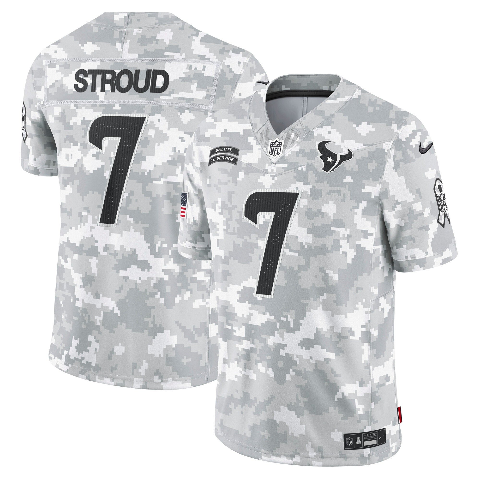 C.J. Stroud Houston Texans 2024 Salute to Service Vapor Limited Jersey – Arctic Camo – All Stitched