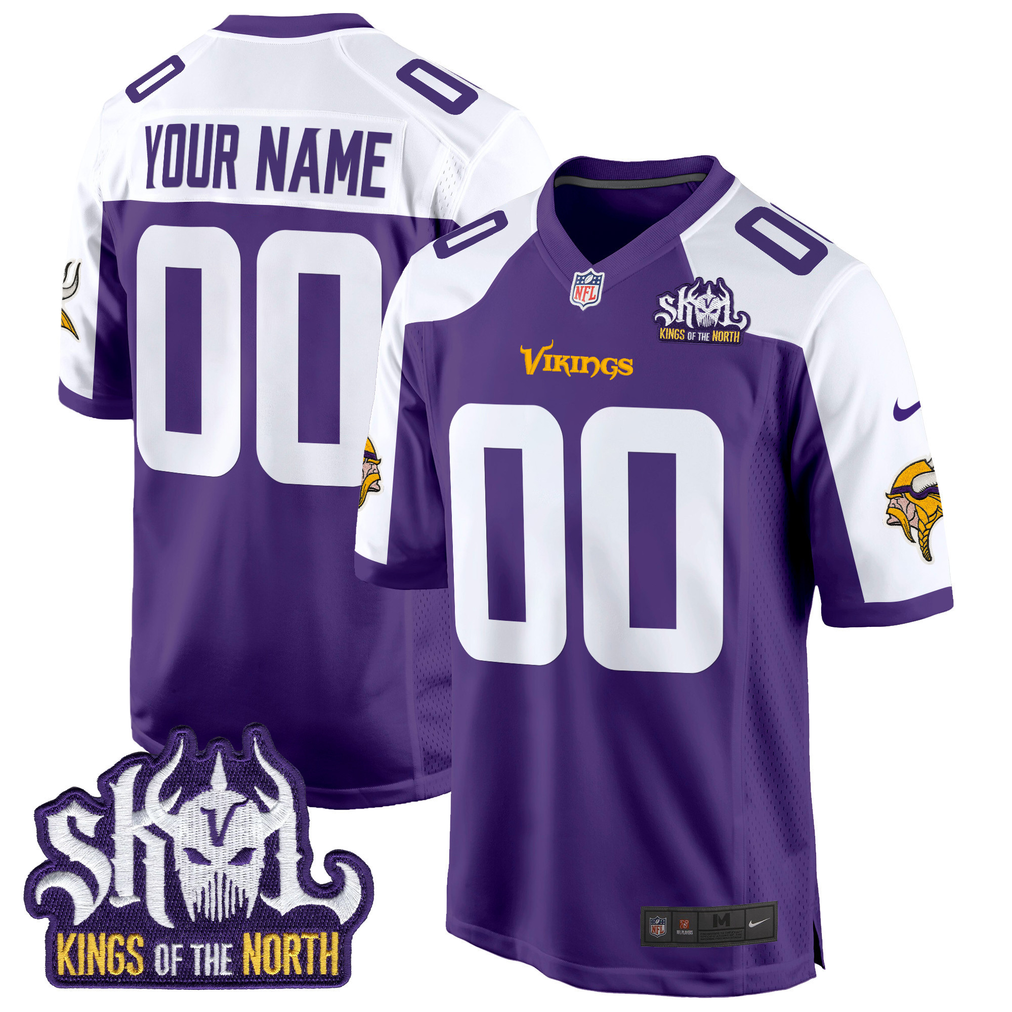 Minnesota Vikings King Of The North Patch Game Custom Jersey – All Stitched