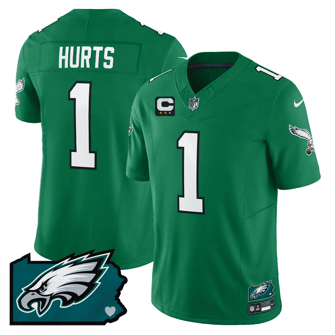 Men’s Philadelphia Eagles Pennsylvania State Map Patch Jersey – All Stitched