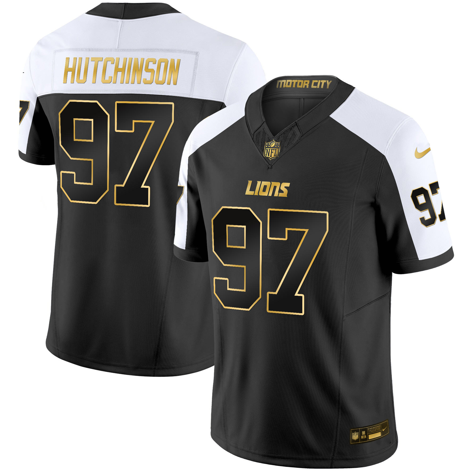 Men’s Detroit Lions 2024 Gold Vapor Limited Jersey – All Stitched