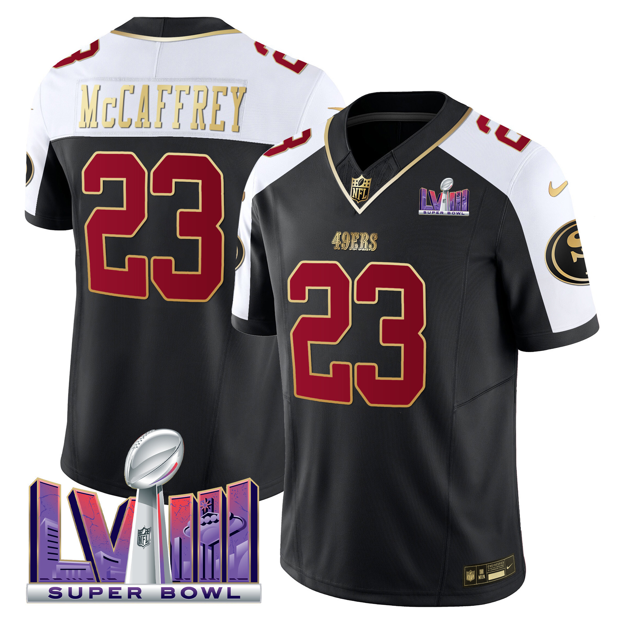 Men’s San Francisco 49ers Super Bowl LVIII Patch Vapor Jersey – All Stitched