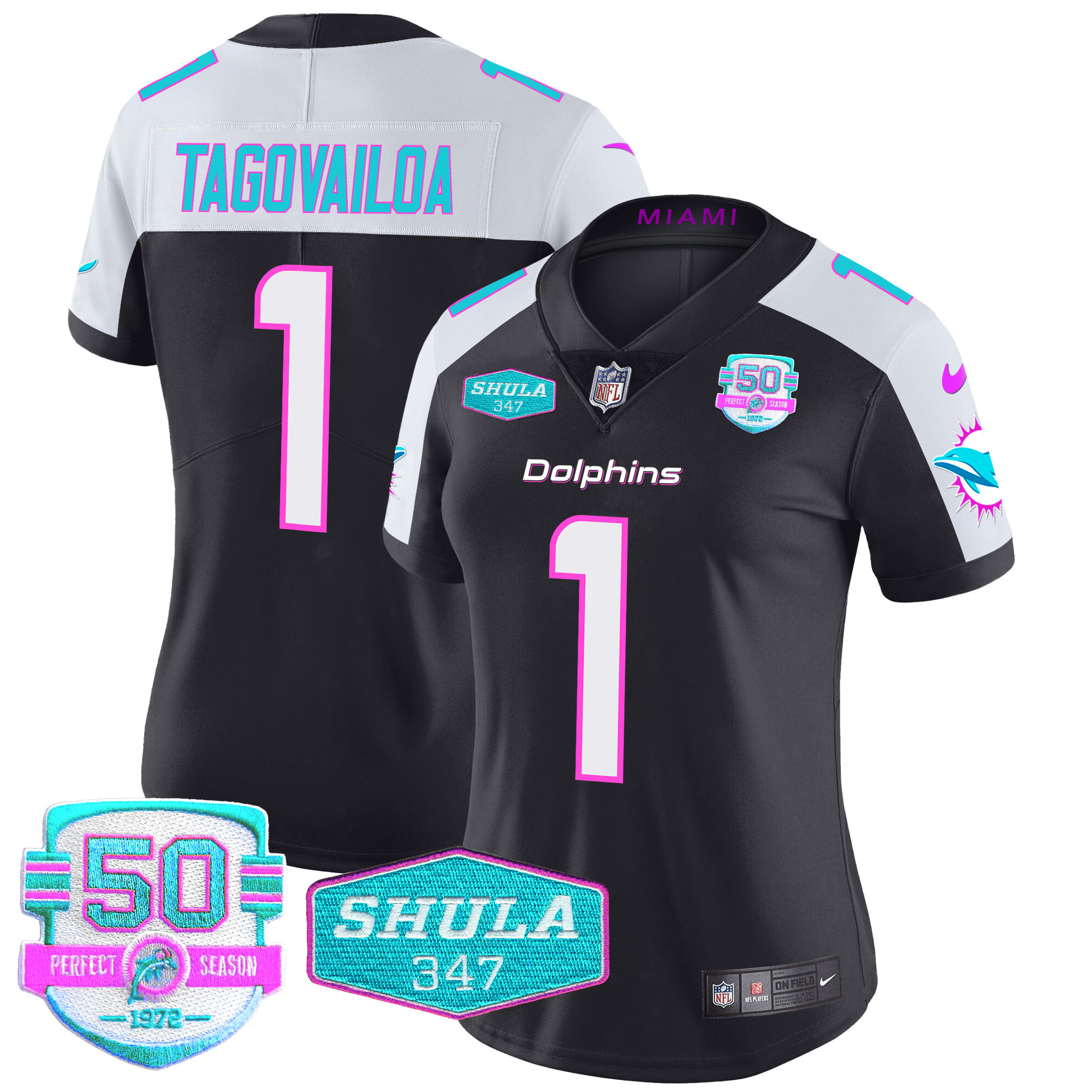 Women’s Miami Dolphins “Miami Vice” Vapor Limited Jersey V2 – All Stitched