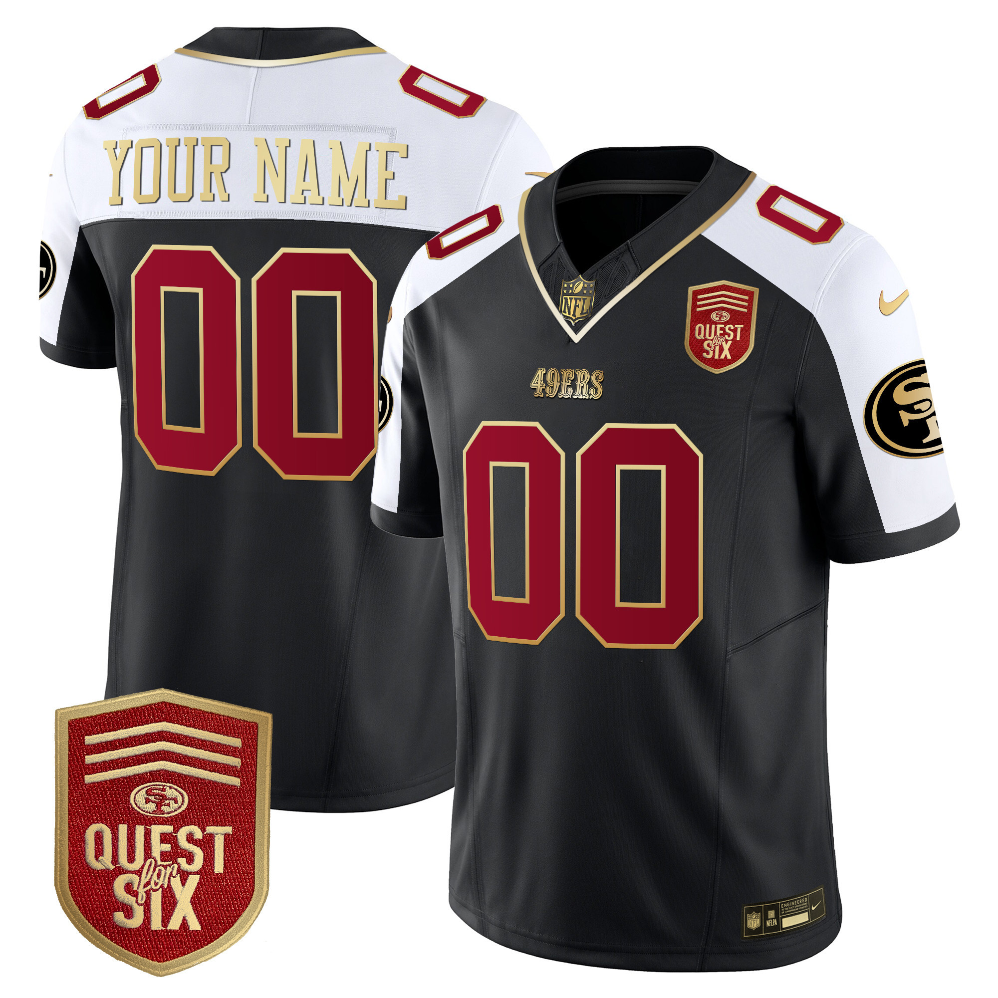 San Francisco 49ers Quest For Six Patch Vapor Limited Custom Jersey – All Stitched