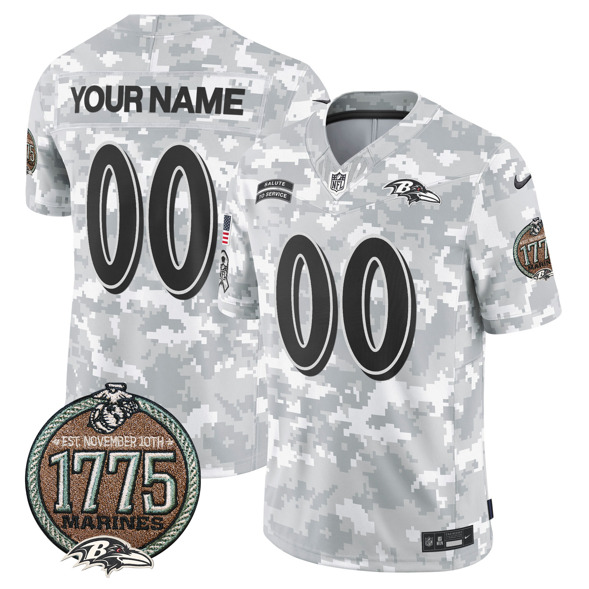 Baltimore Ravens 2024 Salute to Service Establishment Year Patch Vapor Limited Custom Jersey – All Stitched