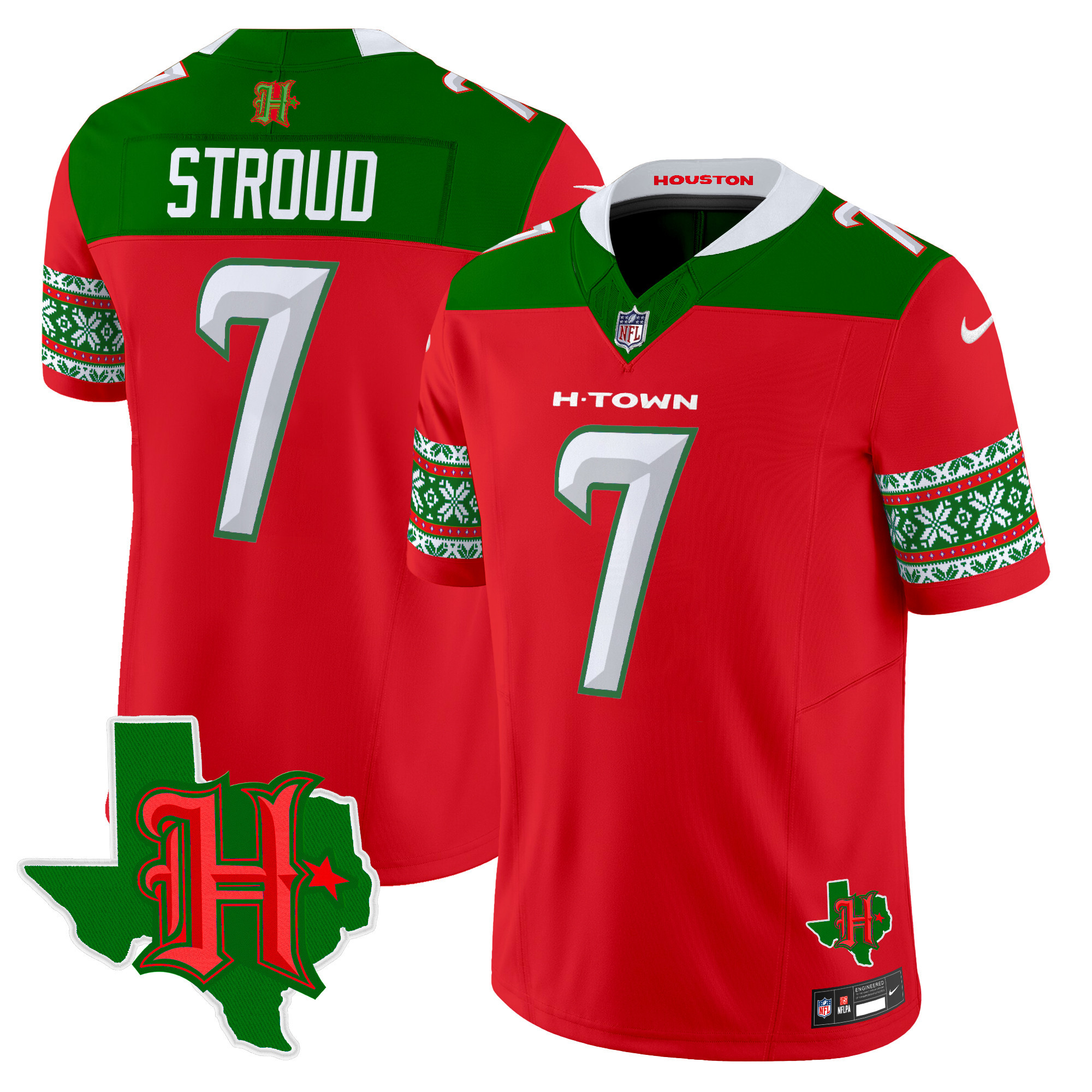 Men’s Houston Texans 2024 Christmas Vapor Limited Jersey – All Stitched
