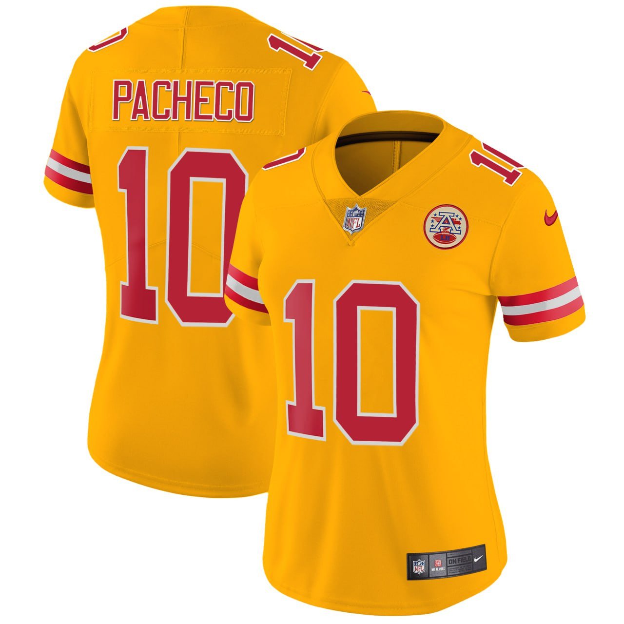 Women’s Isiah Pacheco Kansas City Chiefs Yellow Jersey – All Stitched