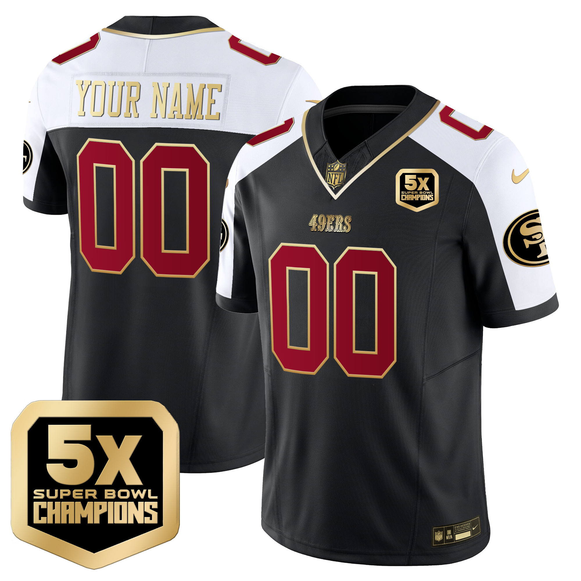 San Francisco 49ers 5x Super Bowl Champions Vapor Limited Custom Jersey – All Stitched