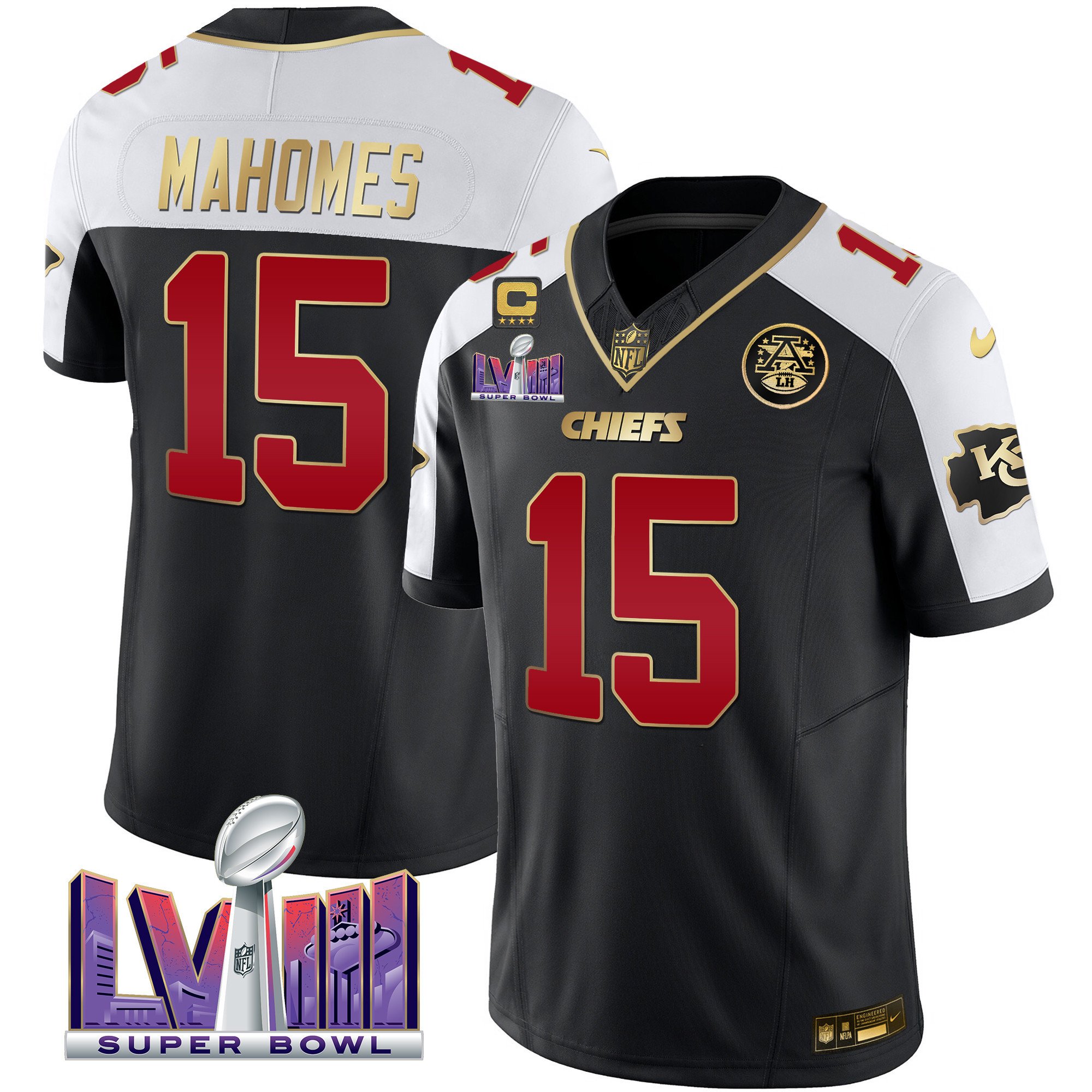 Men’s Kansas City Chiefs Super Bowl LVIII Patch Vapor Jersey – All Stitched
