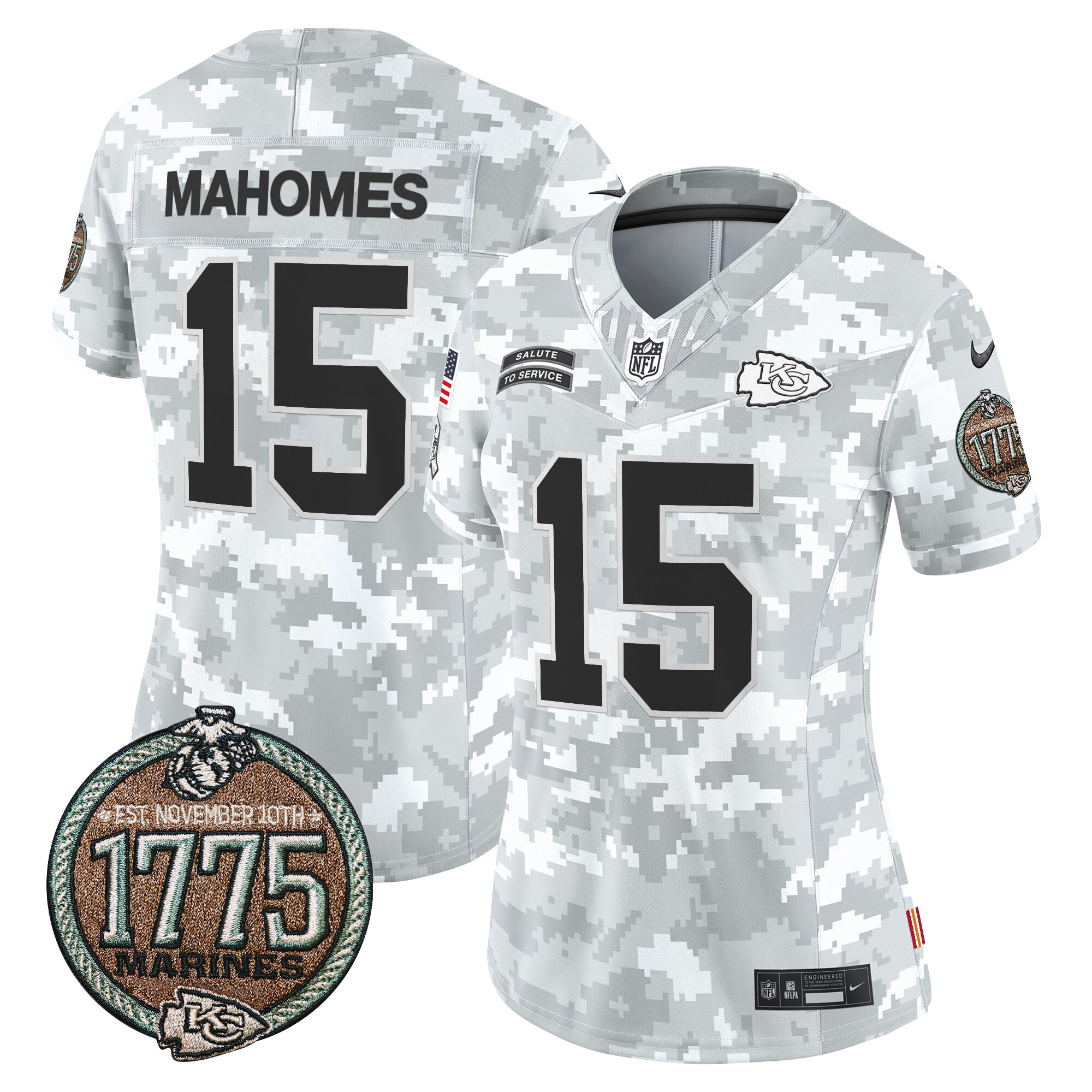 Women’s Kansas City Chiefs 2024 Salute to Service Establishment Year Patch Vapor Limited Jersey – All Stitched
