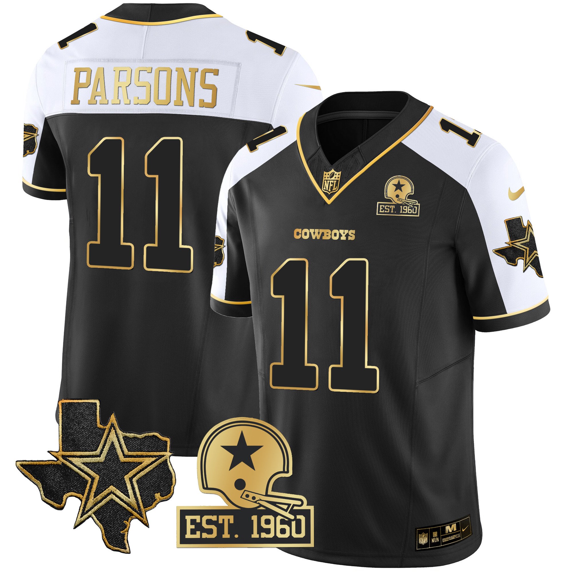 Men’s Dallas Cowboys Texas Patch Gold Vapor Jersey – All Stitched