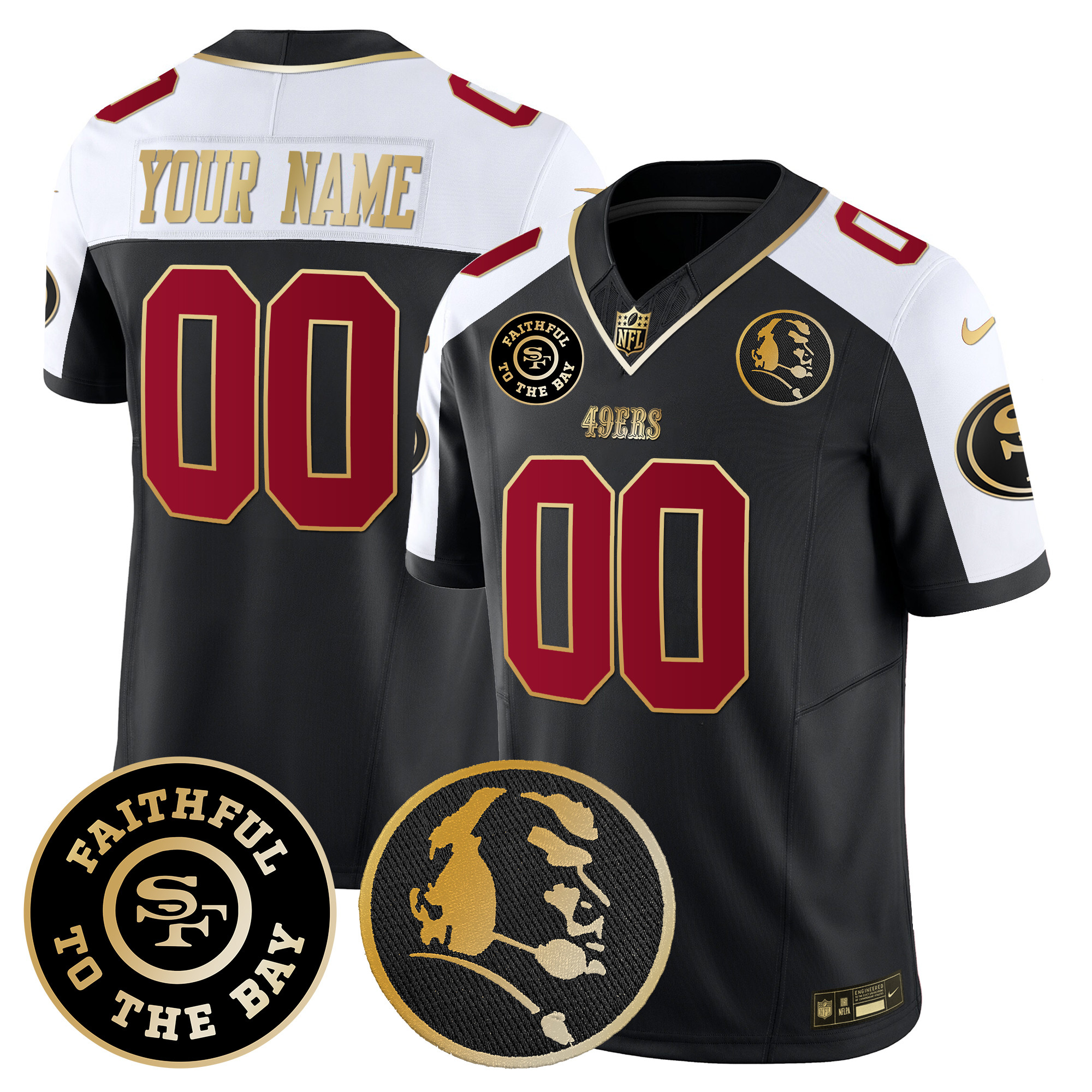 San Francisco 49ers Faithful & John Madden Patch Vapor Custom Jersey – All Stitched