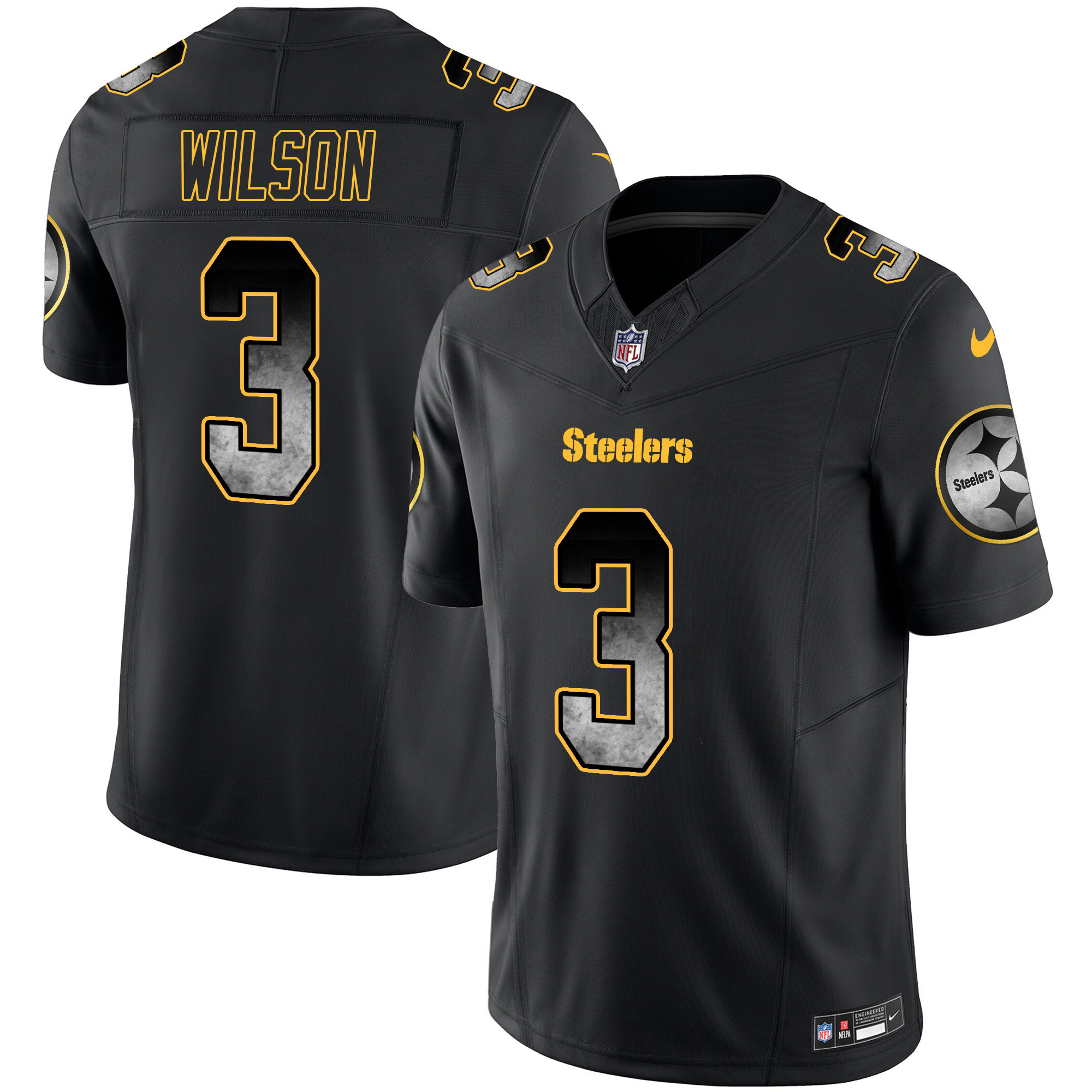 Men’s Pittsburgh Steelers Arch Smoke Vapor Jersey – All Stitched