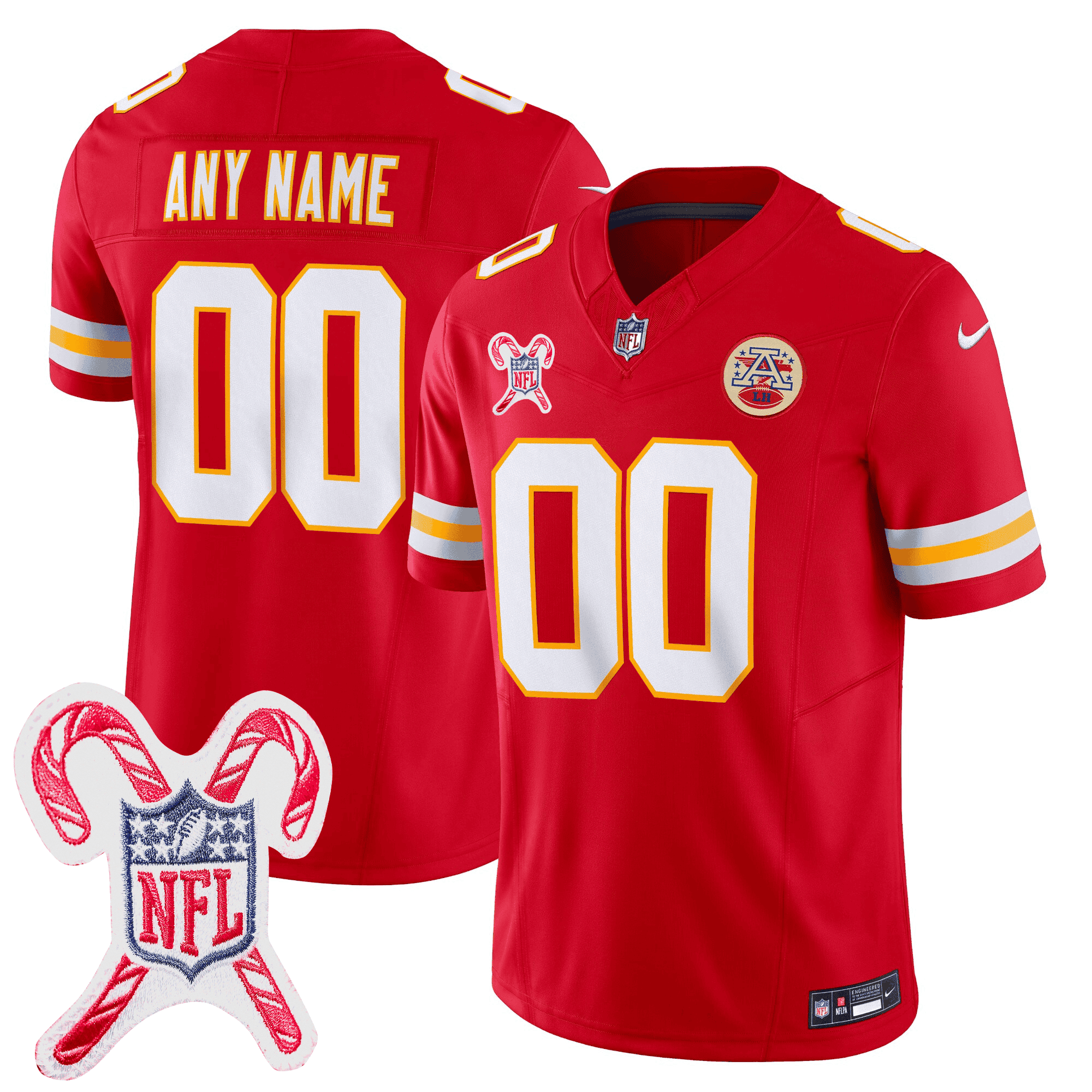 Kansas City Chiefs Christmas Patch Vapor Limited Custom Jersey – All Stitched