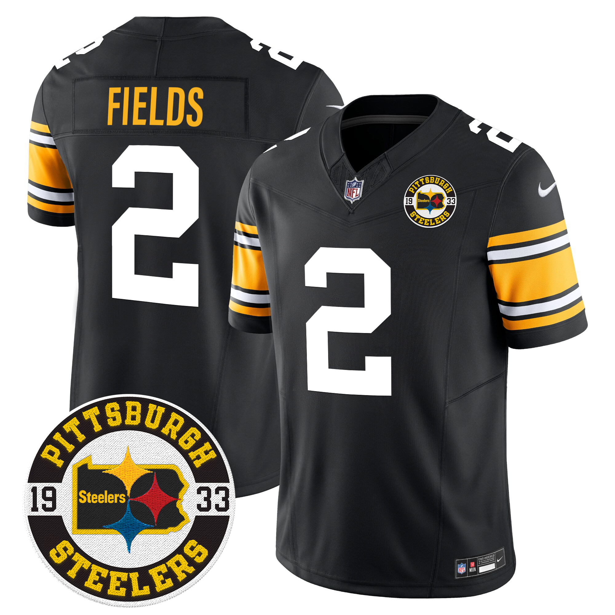 Men’s Pittsburgh Steelers 2024 Vapor Limited Jersey – Est 1933 Patch – All Stitched